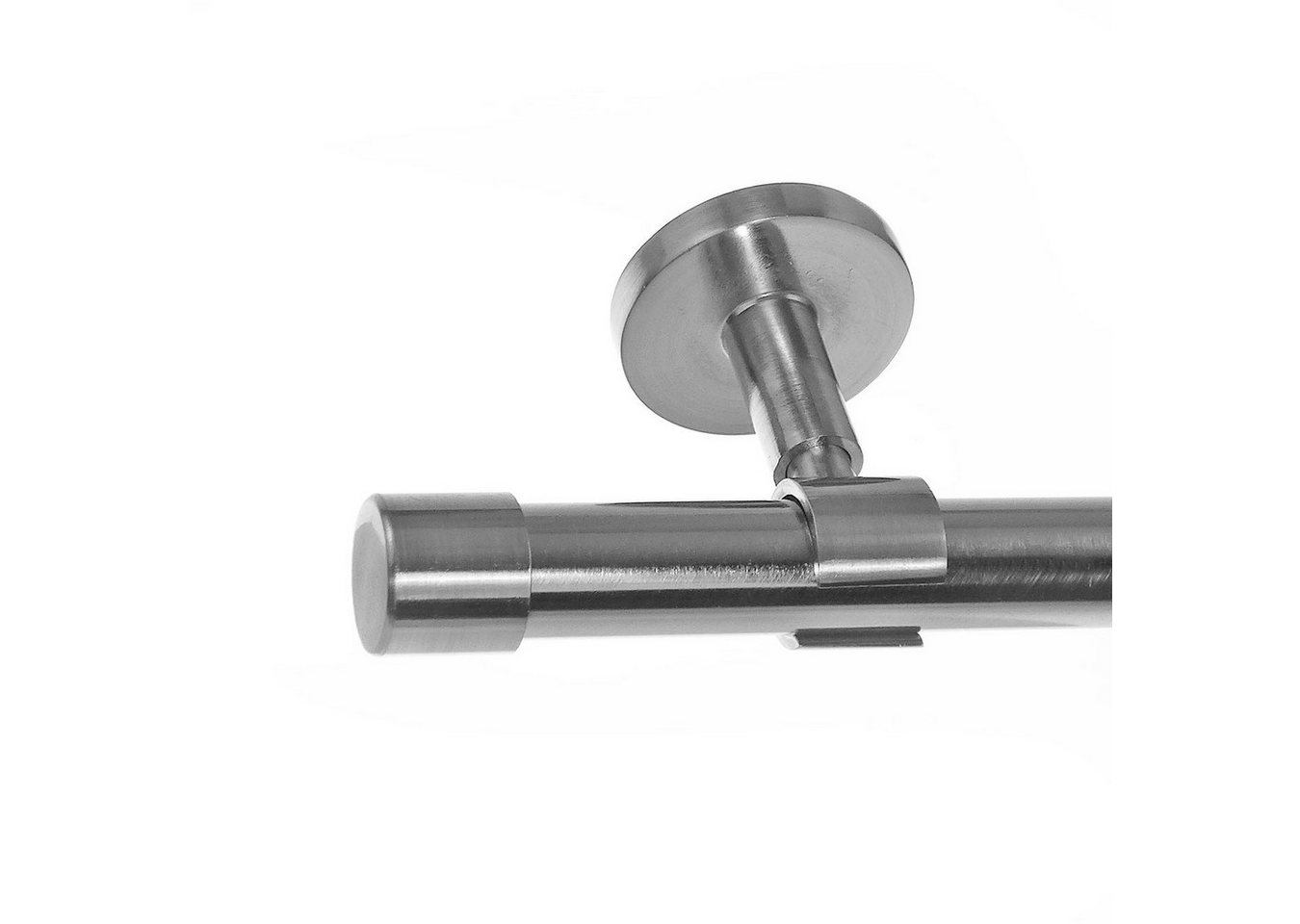 BASIT Gardinenstange Edelstahloptik 20mm mit Deckenträgern 120 cm E30, Ø 20 mm, 1-läufig, verschraubt, Metall, D31 120 cm E30 Kappe