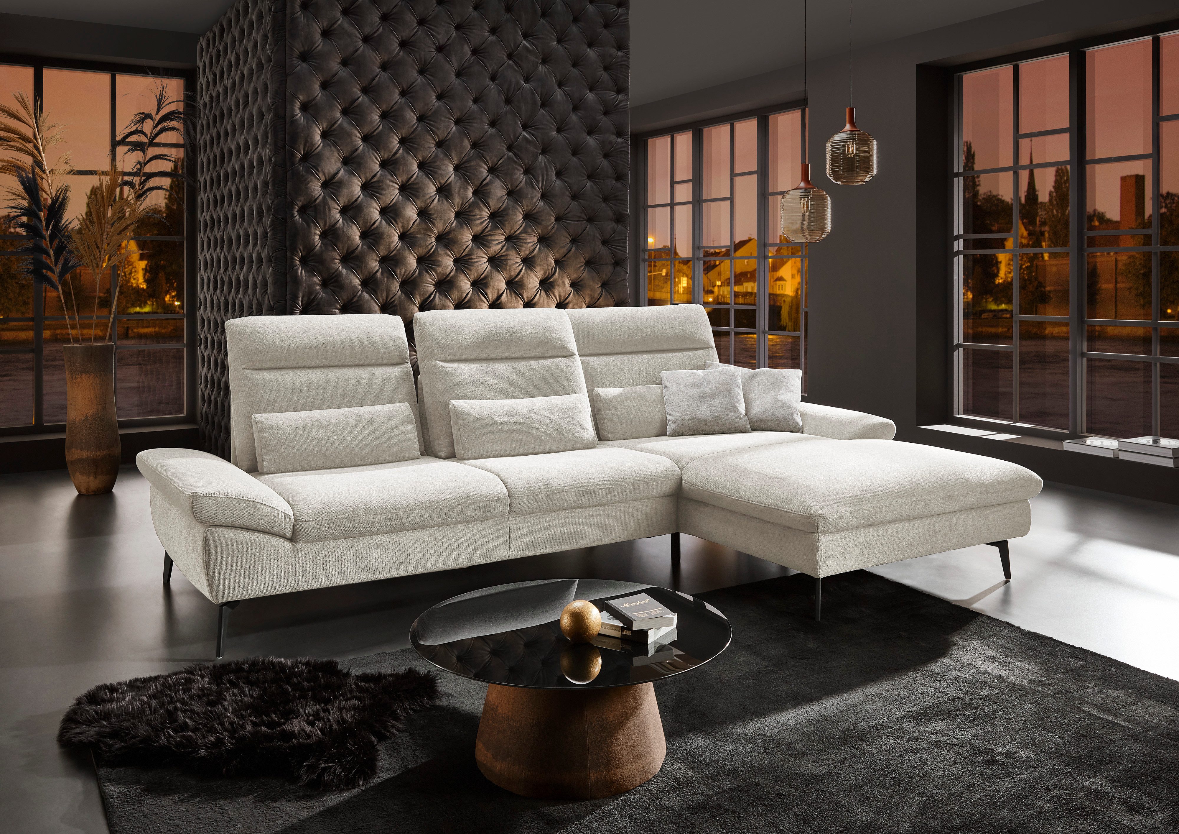 HUKLA Ecksofa HU-HP22156 L-Form, inkl. Kopfpolsterverstellung, optional mit Sitztiefenverstellung