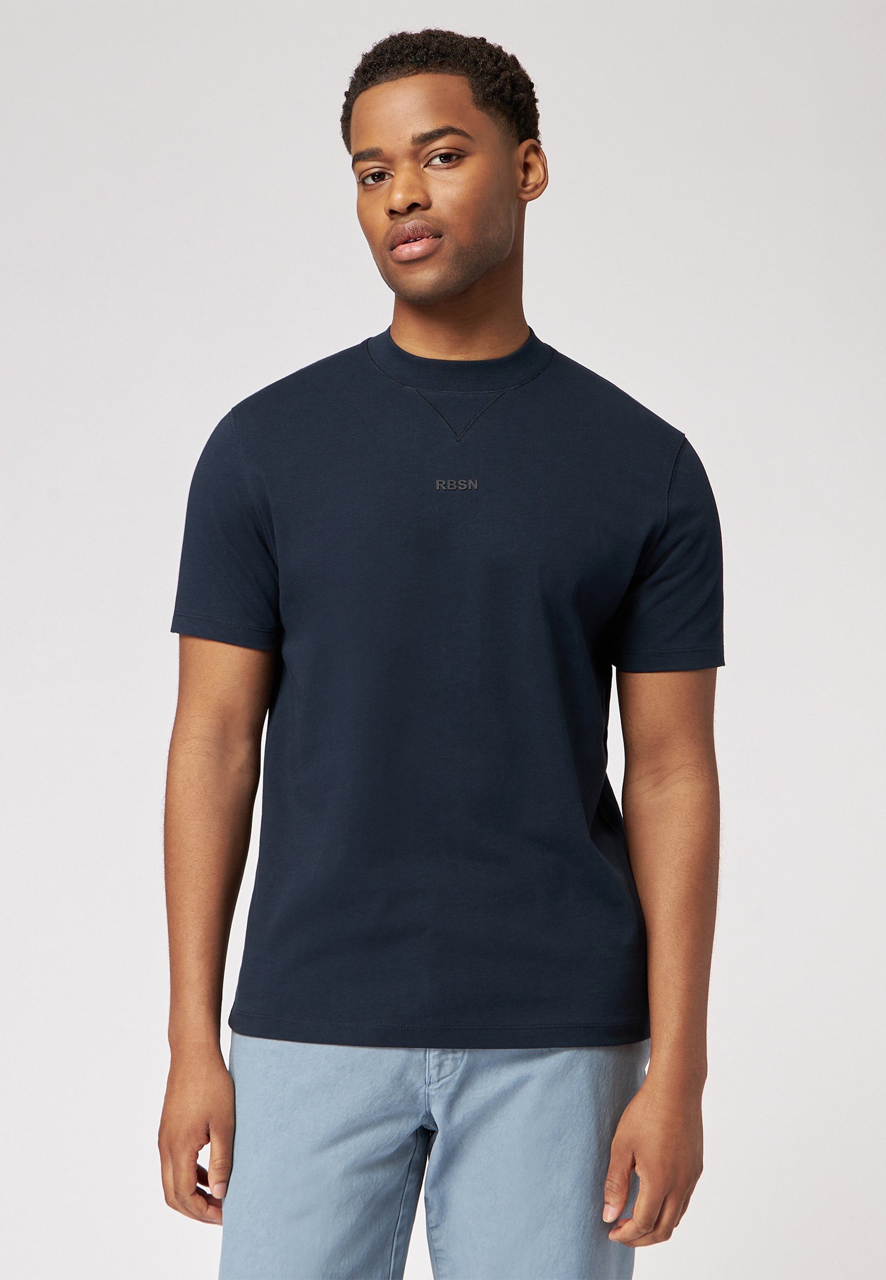 Roy Robson T-Shirt mit dunkelblau T-Shirt Rundhals