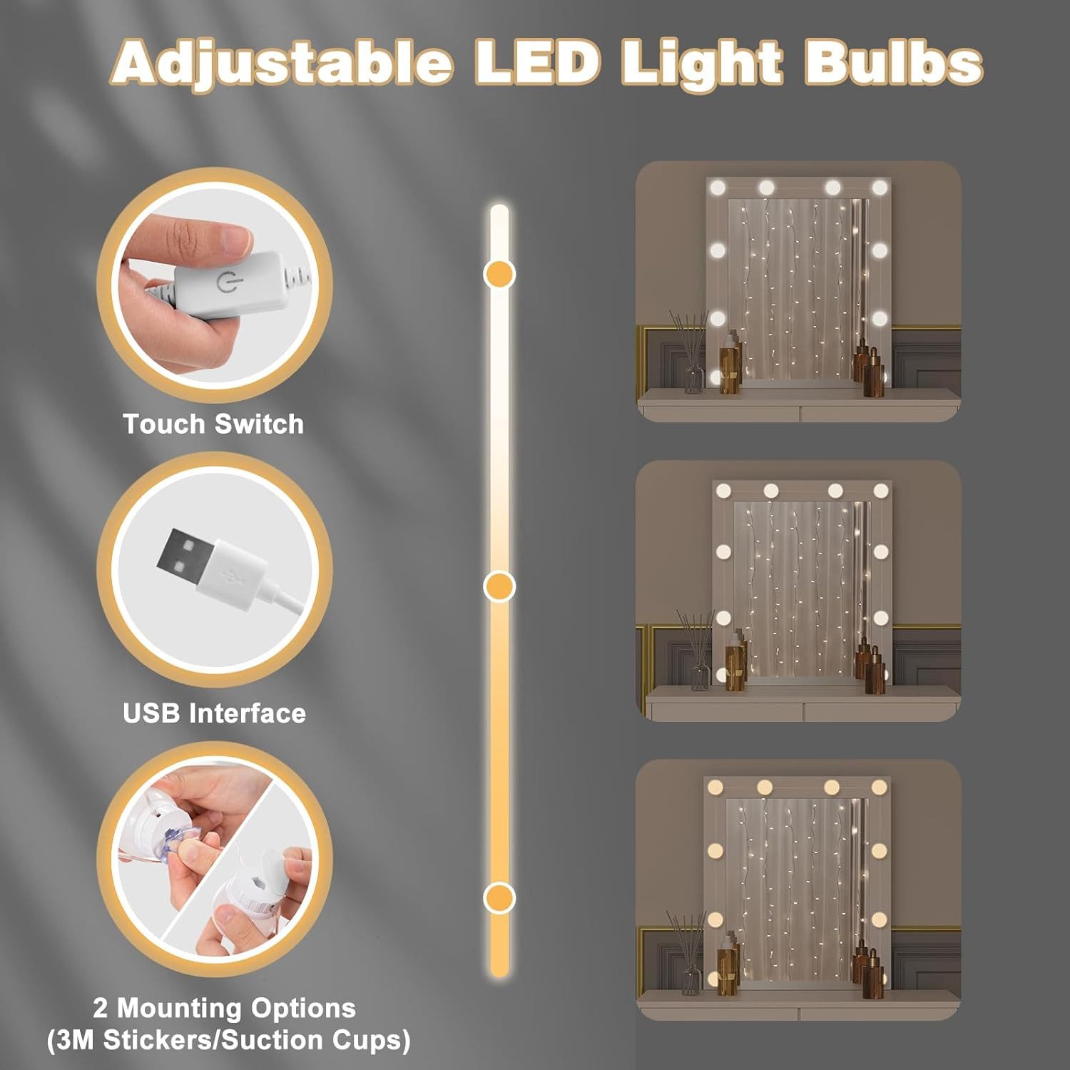 Woltu Schminktisch (1-St), mit Beleuchtung, 3 einstellbare Helligkeiten