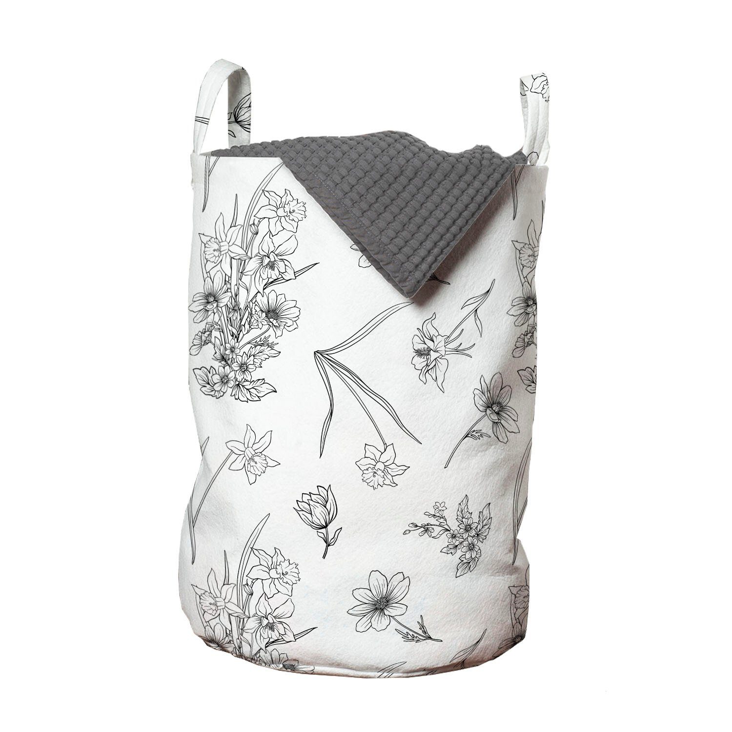 Abakuhaus Wäschesäckchen Wäschekorb mit Blumen Blooming Waschsalons, für Griffen Flüchtige Kordelzugverschluss Narzisse