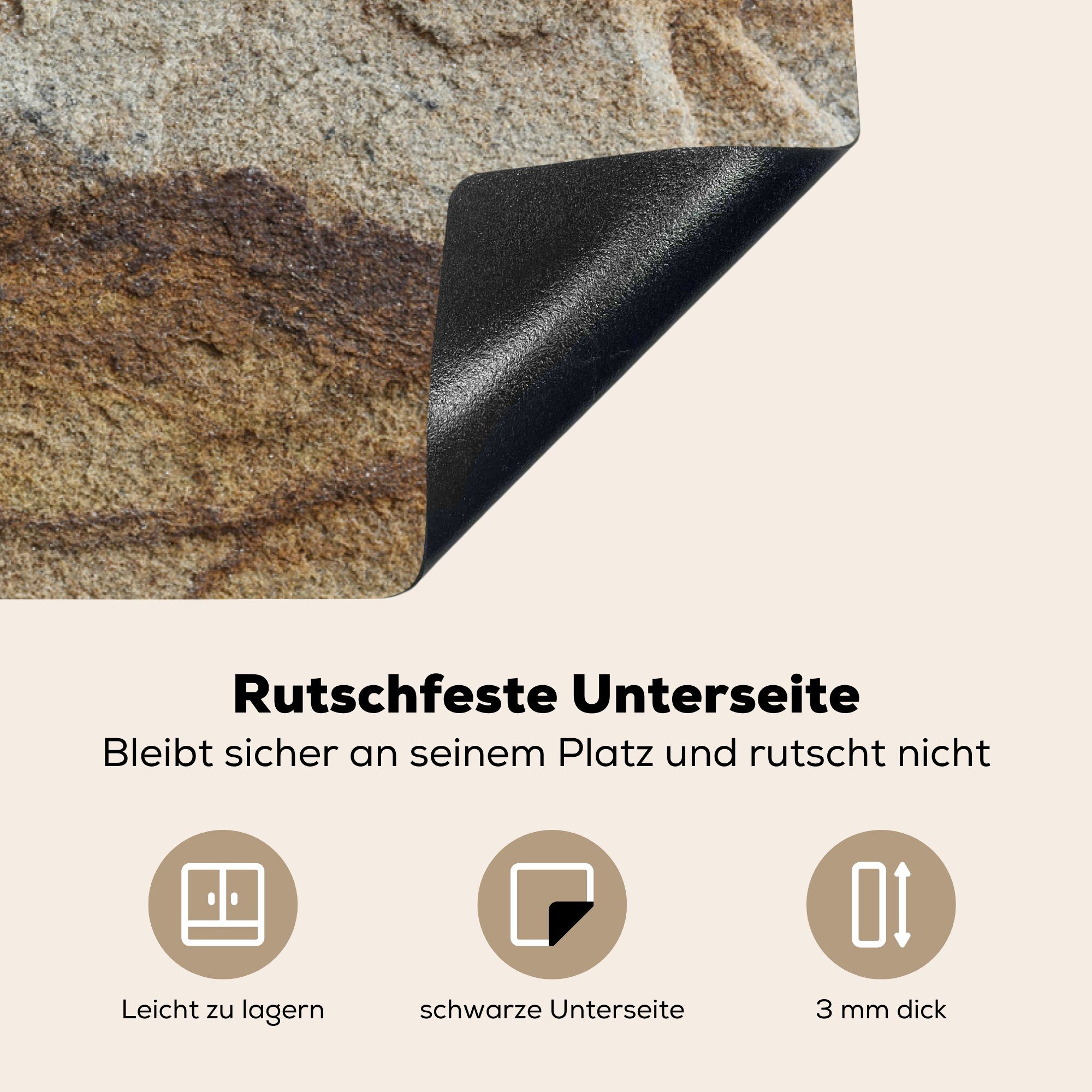 81x52 cm, Induktionskochfeld MuchoWow Vinyl, Schutz Sandstein, Gesteinsstruktur für Herdblende-/Abdeckplatte von küche, tlg), (1 Ceranfeldabdeckung die