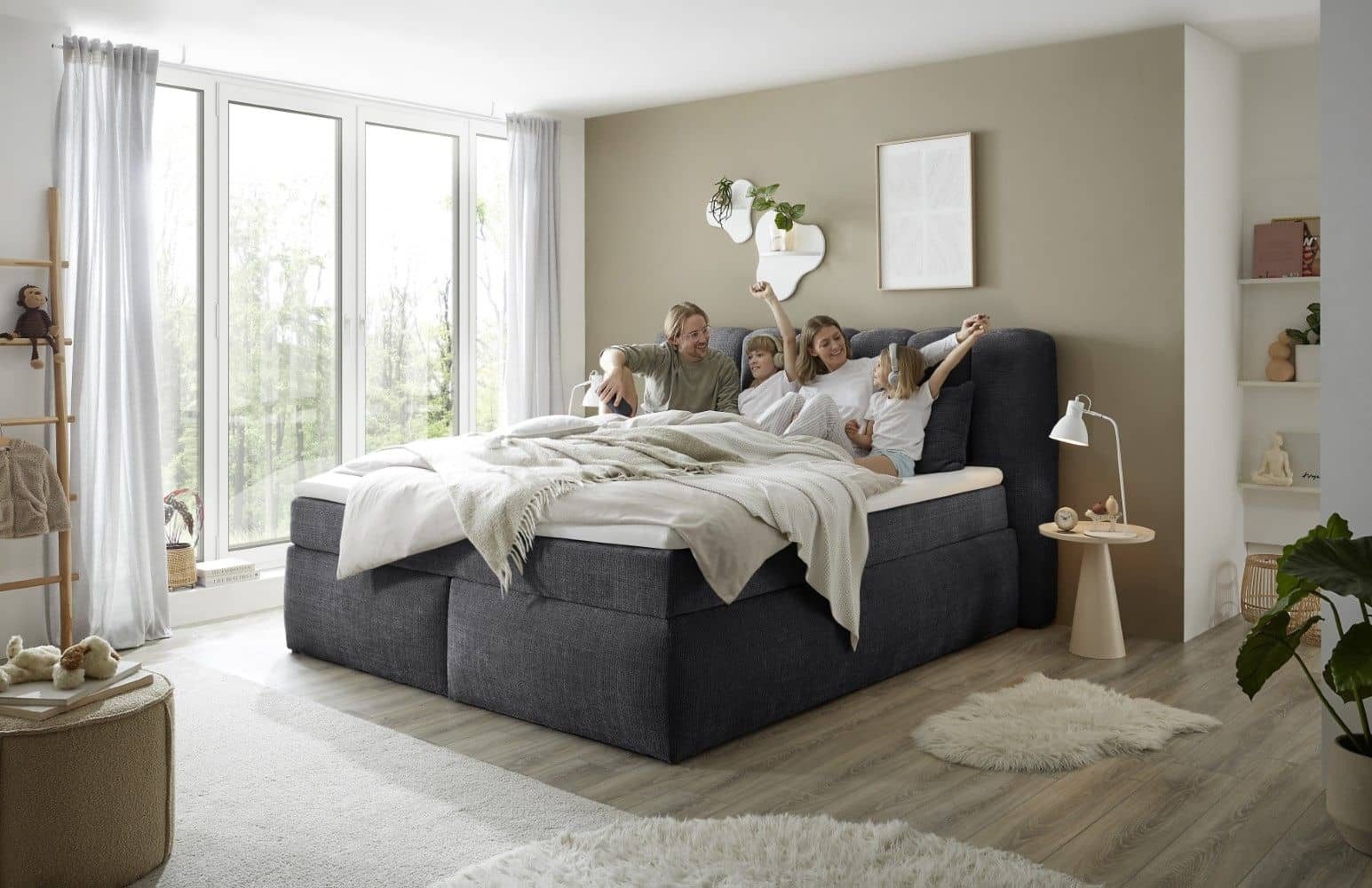 ED EXCITING DESIGN Boxspringbett Gibsons – Luxus mit Duo-Matratze & HR-Topper 180x200/200x200 (Komplettbett inkl. Topper & Duo-Matratze), inkl. Matratze & Topper, H3/H4, Liegehöhe 66 cm, Bezug waschbar 40 °C