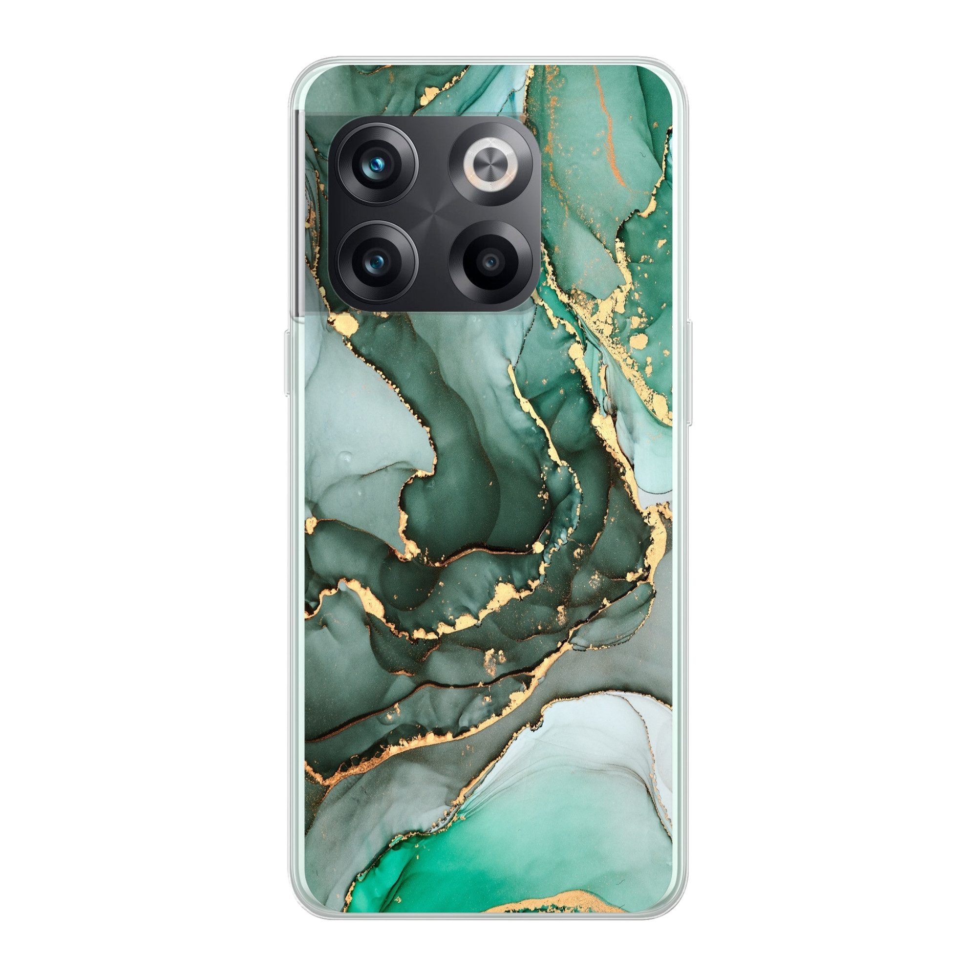 MuchoWow Handyhülle für OnePlus 10T Gold - Marmor - Grün - Luxus - Marmoroptik - Grau, Phone Case, Silikon, Schutzhülle Dünn