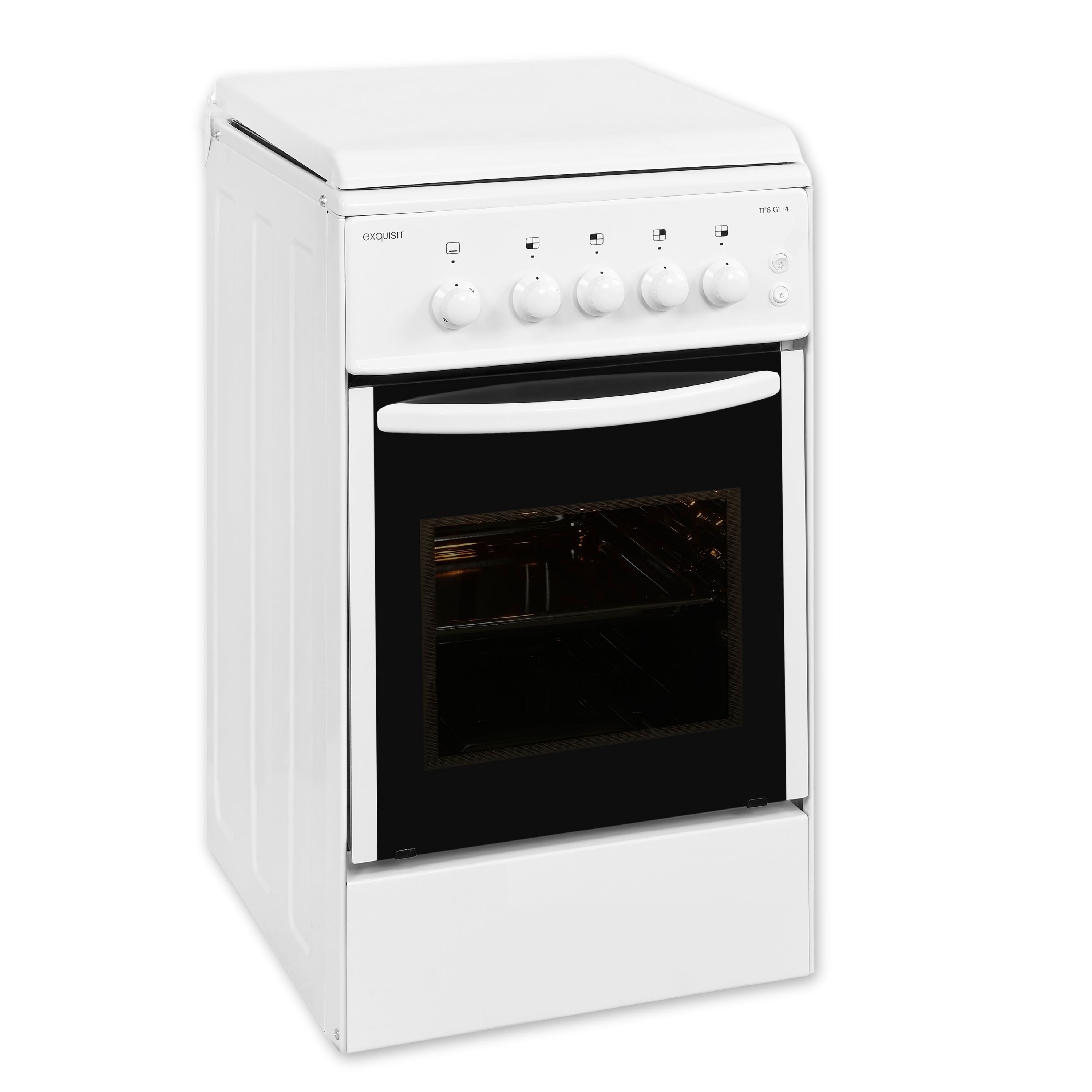 exquisit Gas-Standherd TF6GT-4, Innenbeleuchtung, Gaskochfeld, 49 Liter Garraum
