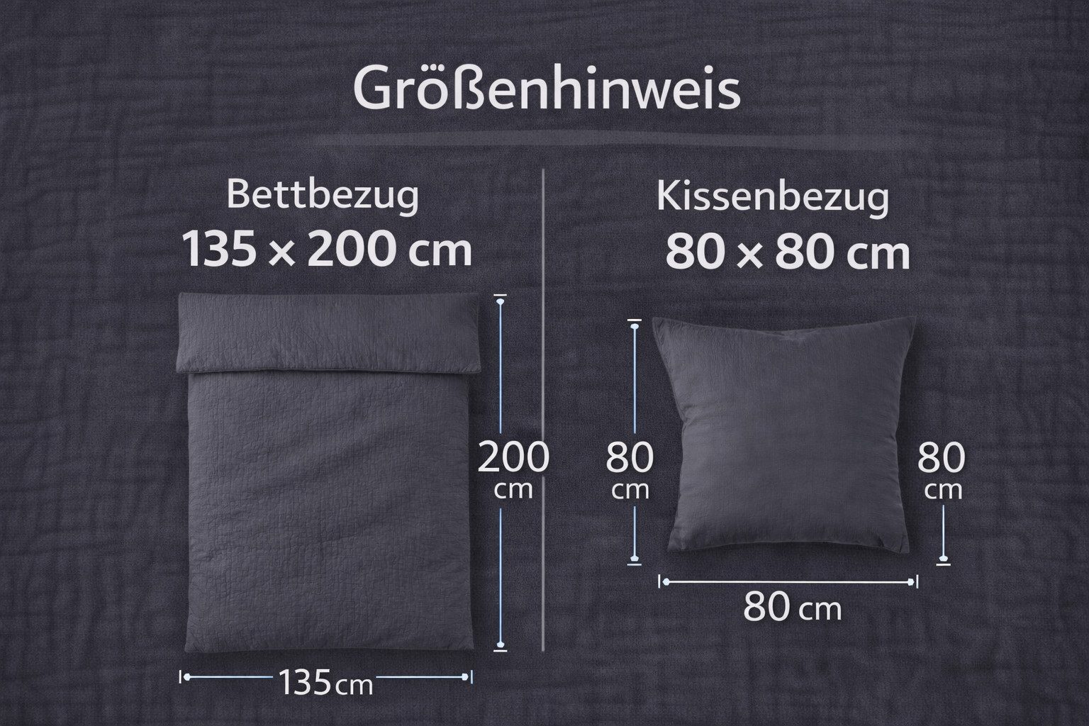 soma Bettwäsche Set Musselin 135x200 Design anthrazit Baumwolle, Musselin, 2 teilig, Sommer Geschenke Idee Frauen Männer weich sale Reißverschluss Partner – Bild 3 von 5