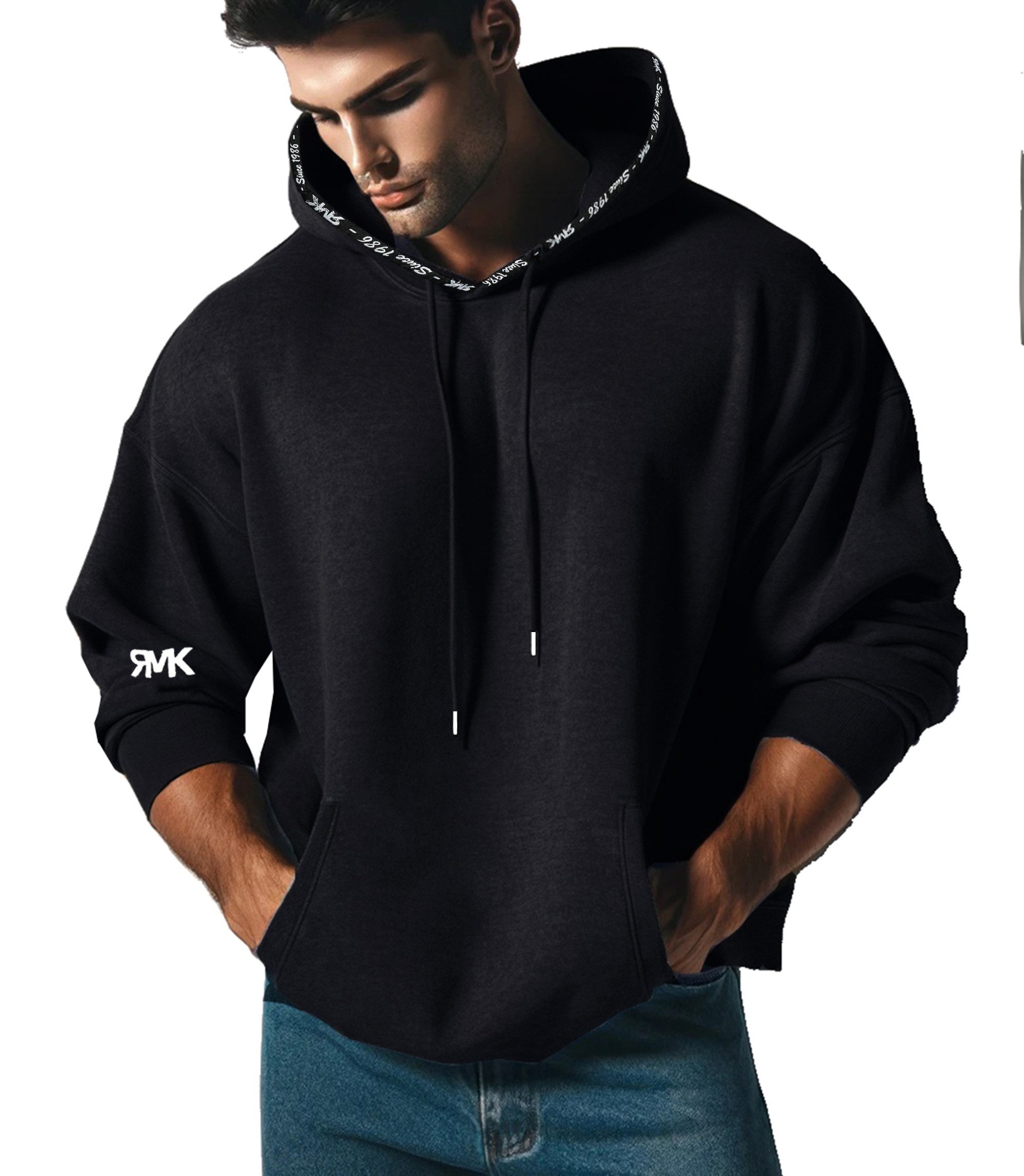 RMK Hoodie Herren Kapuzenpullover Pullover Sweater Langarmshirt Einfarbig in Unifarben, mit Kapuze