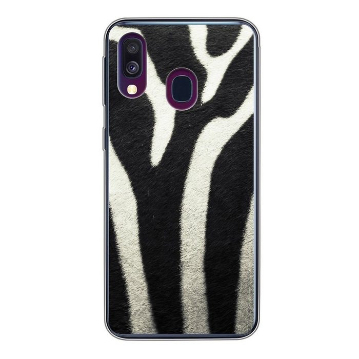 MuchoWow Handyhülle Tiermuster - Zebra - Schwarz - Weiß Handyhülle Samsung Galaxy A40 Smartphone-Bumper Print Handy