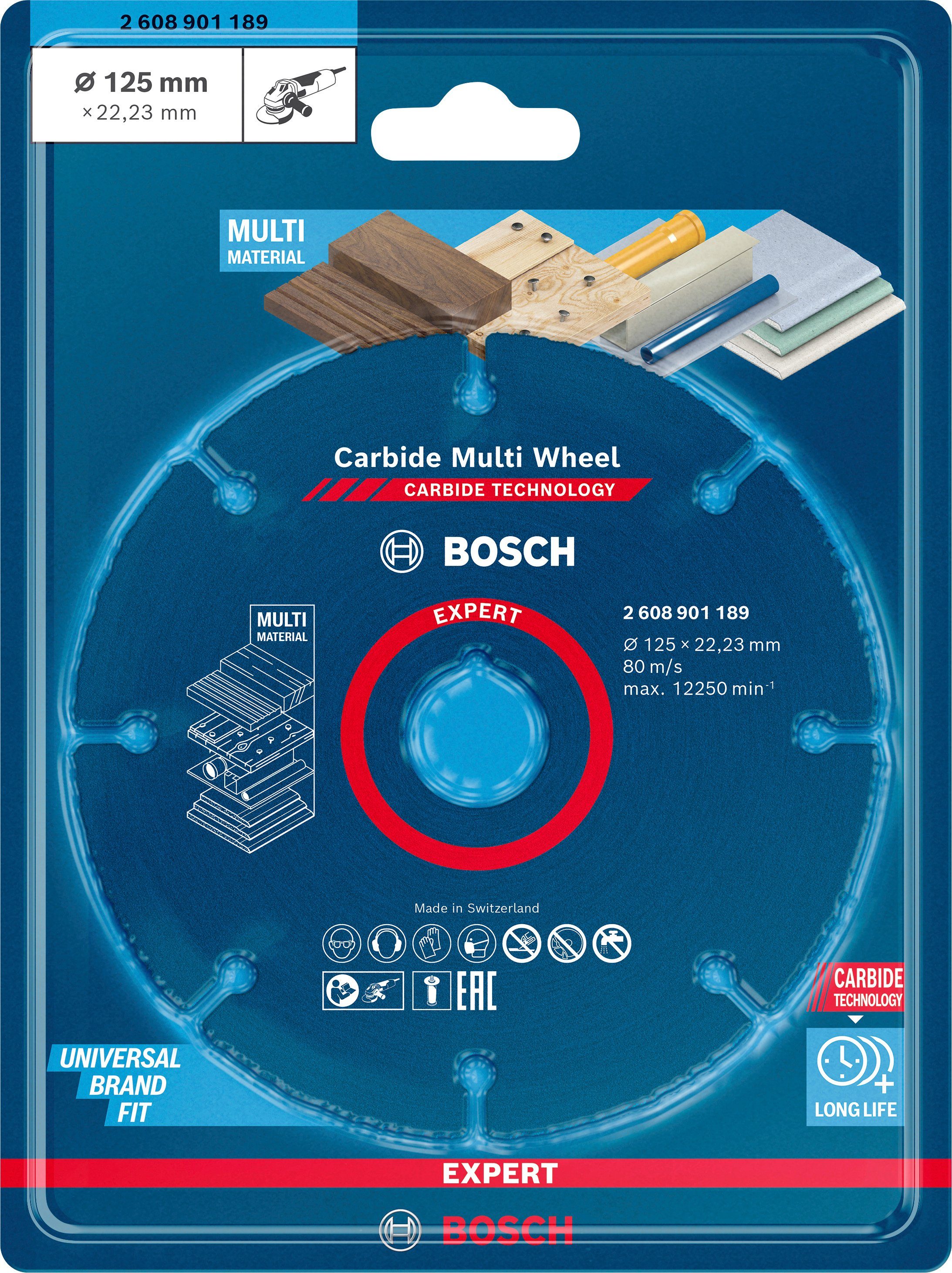 Bosch Professional Trennscheibe, 22,23 mm Multi mm, Expert 125 Carbide Ø 125 mm, Wheel