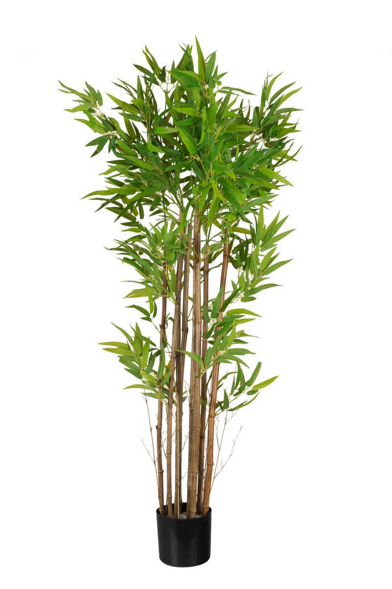 Kunstbambus »BA-160 Bambusbaum Kunstpflanze - künstlicher Bambusstrauch im Plastiktopf - 160cm hoch 60cm Durchmesser - Dekopflanze aus Plastik & Holz - Immergrünes, pflegeleichtes Bambuspflanzenimitat« Bambu, joycraft, Höhe 160 cm