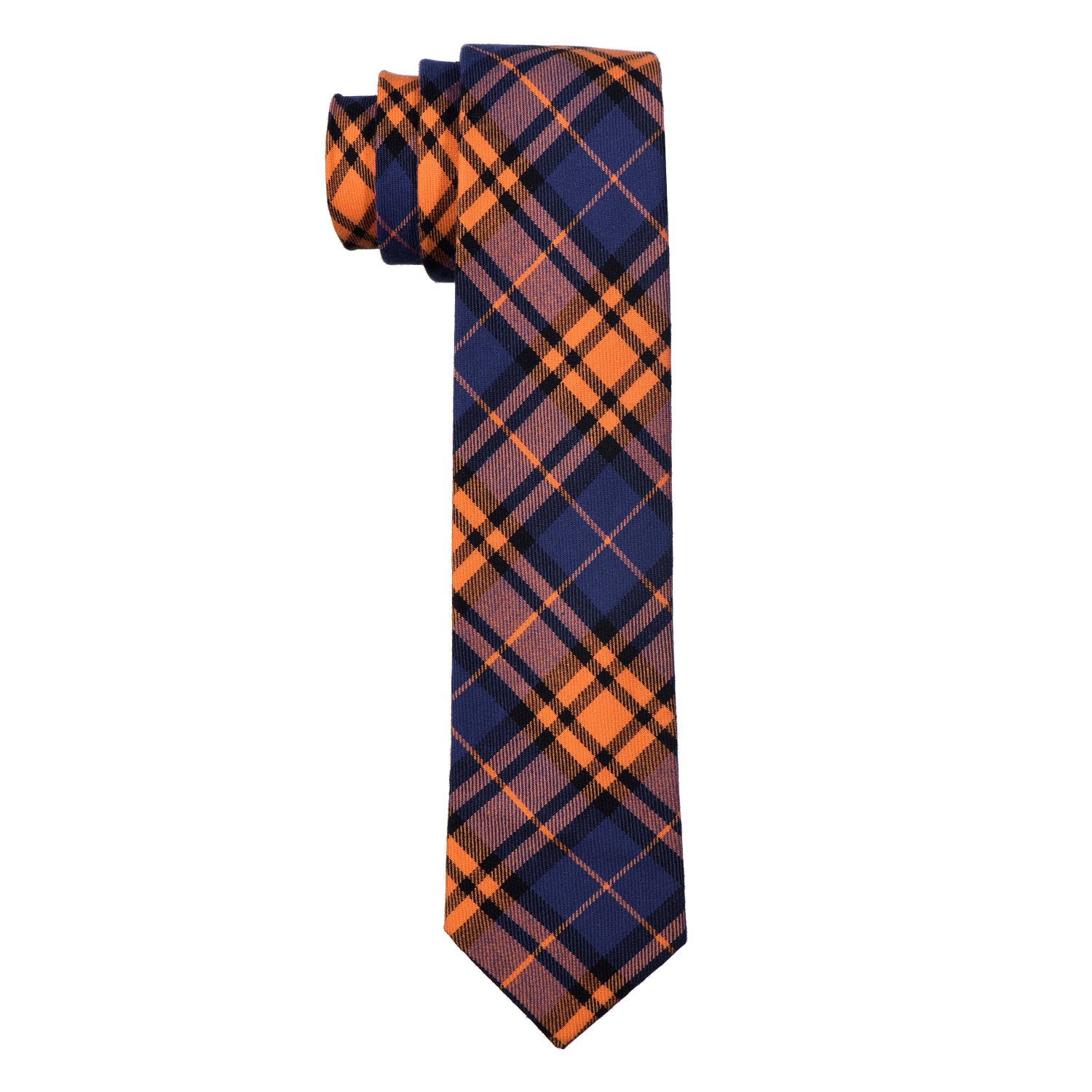 Karos Krawatte DonDon 1-St., mit oder Veranstaltungen 6 Herren festliche Streifen oder orange-dunkelblau Krawatte (Packung, kariert gestreift, oder cm Büro 1x für Baumwolle, Krawatte)