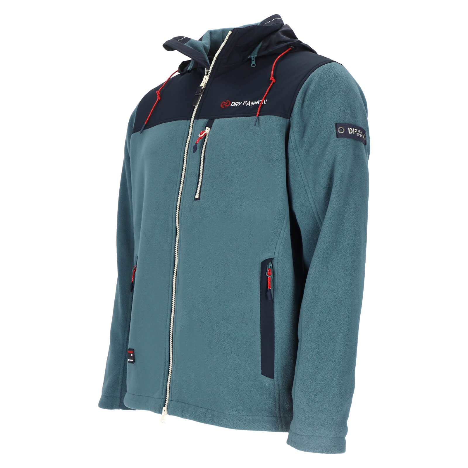 Dry Fashion Fleecejacke Tallin Herren Jacke Fleece mit Windstopp - Übergangsjacke mit Kapuze Verstellbare & abnehmbare Kapuze, 2-Wege-Reißverschluss, Taschen