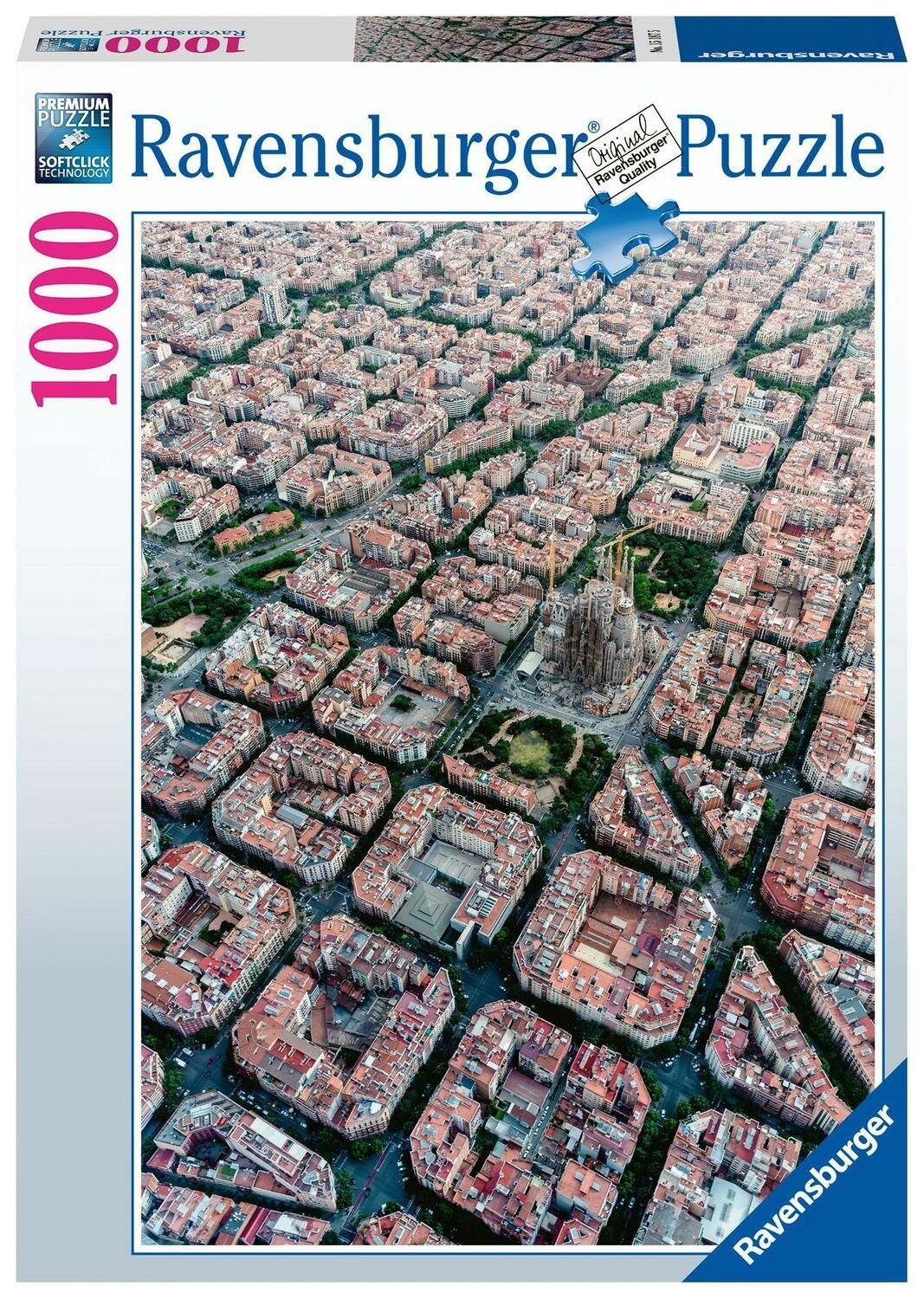 Ravensburger Puzzle Barcelona von oben - Puzzle mit 1000 Teilen, 1000 Puzzleteile