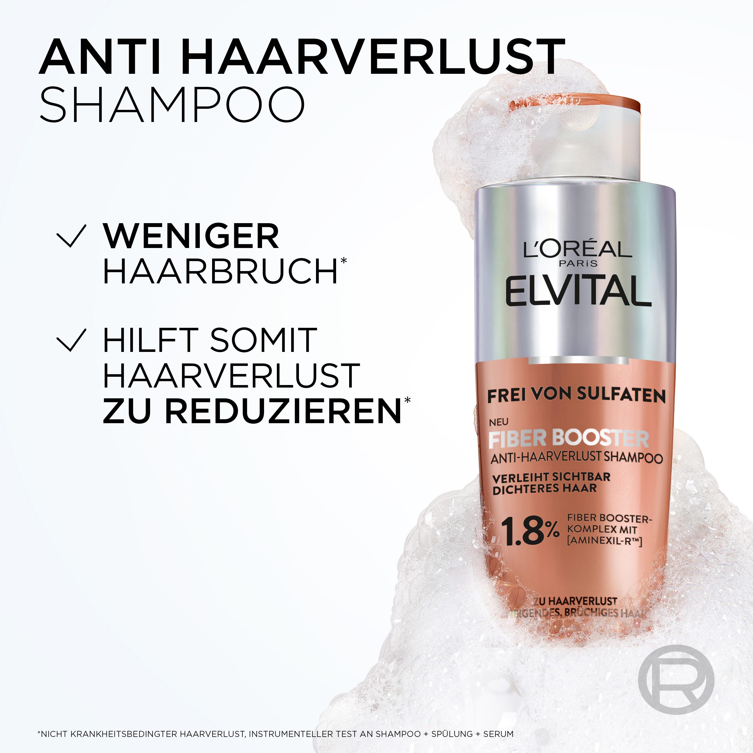 L'ORÉAL PARIS Haarshampoo L'Oréal Paris Elvital Fiber Booster Shampoo, Unterstützt bei Haarverlust und Haarbruch, stärkt die Haarfaser.