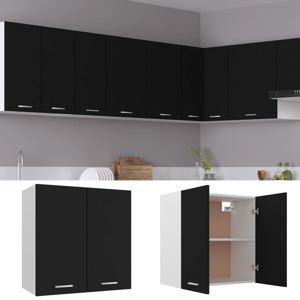 vidaXL Hängeschrank Wandhängeschrank Schwarz 60x31x60 cm Holzwerkstoff