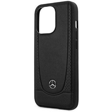 Mercedes Handyhülle Case iPhone 15 Pro Max Echtleder schwarz Stern Logo 6,7 Zoll, Kantenschutz