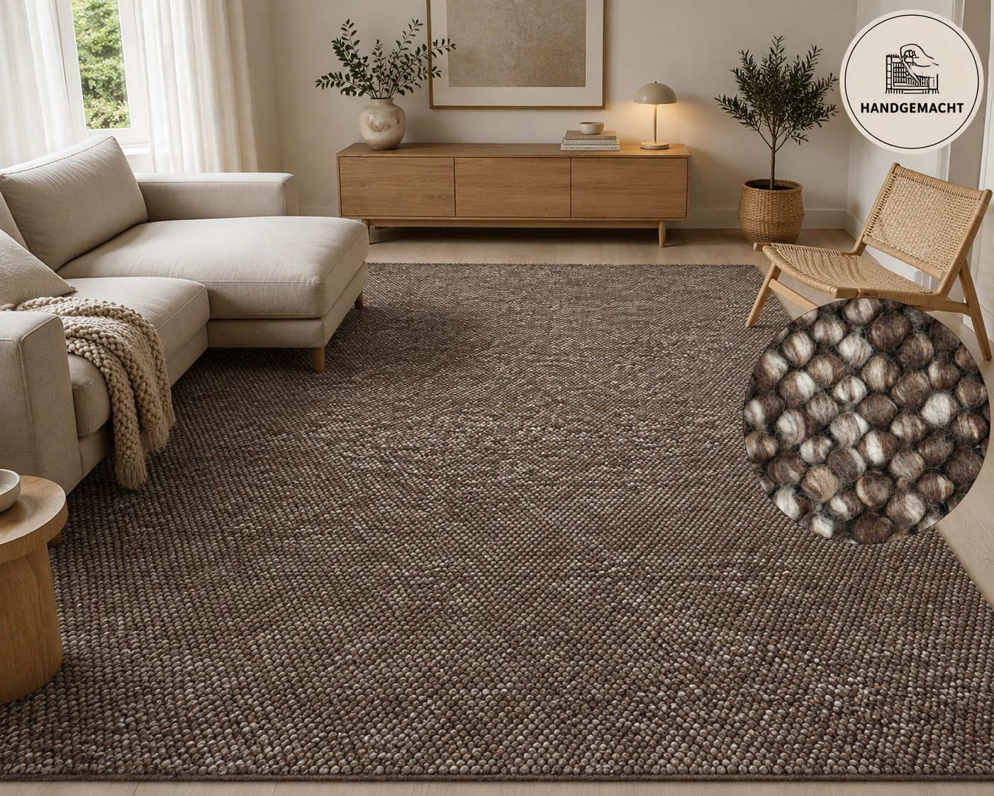 OTTO home Wollteppich Wolly, Wolle, in Standard und Premium Qualität, rechteckig, Höhe: 14 mm, handgewebt, Handweb Teppiche, Skandi, Wohnzimmer, Schlafzimmer
