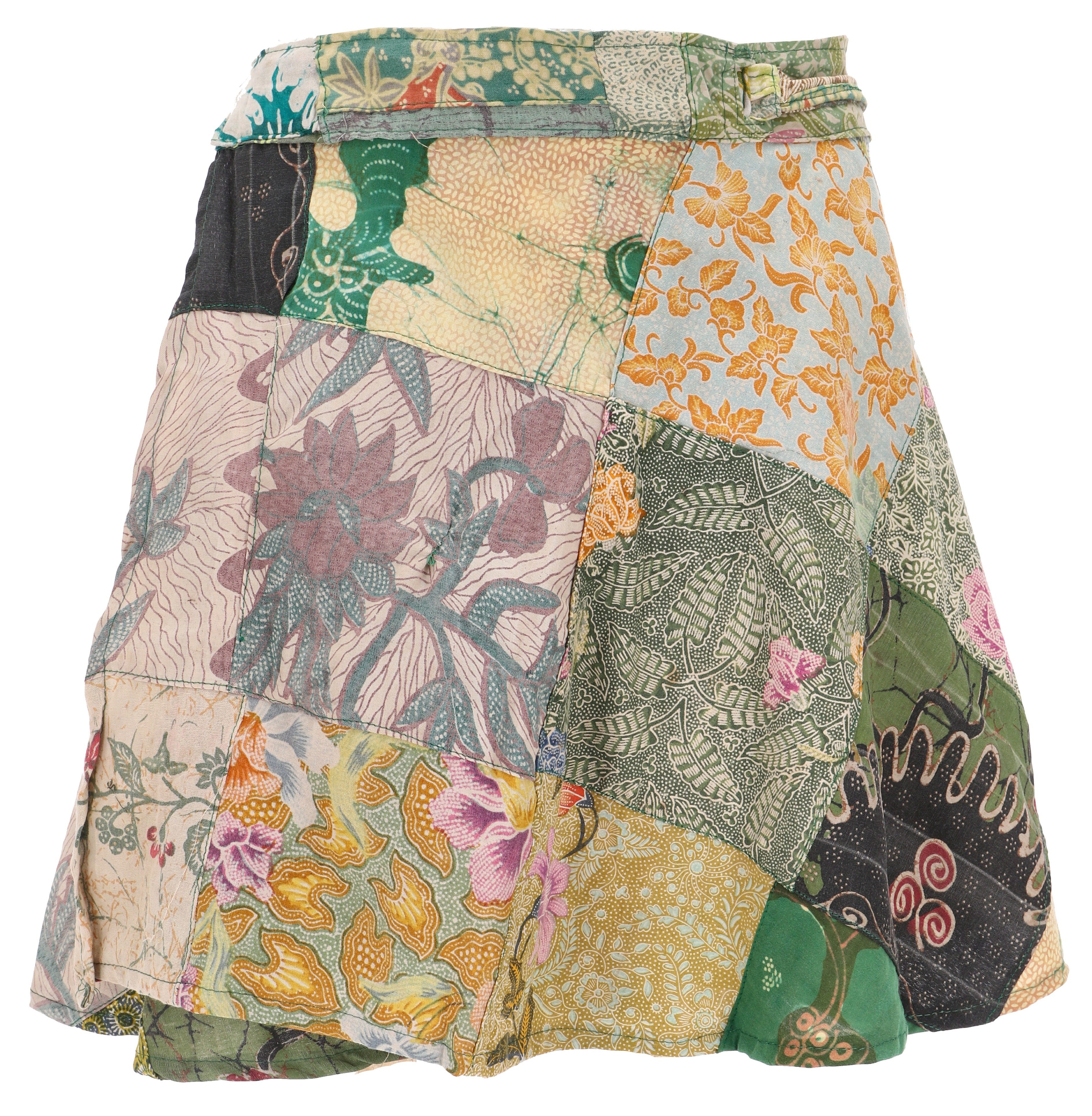 Guru-Shop Minirock Weit schwingender Patchwork Wickelrock,.. günstig online kaufen