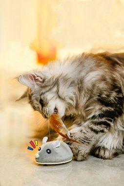 RAIKOU Tier-Beschäftigungsspielzeug Elektrische Maus, Spielzeugmaus mit Federschwanz für Katze