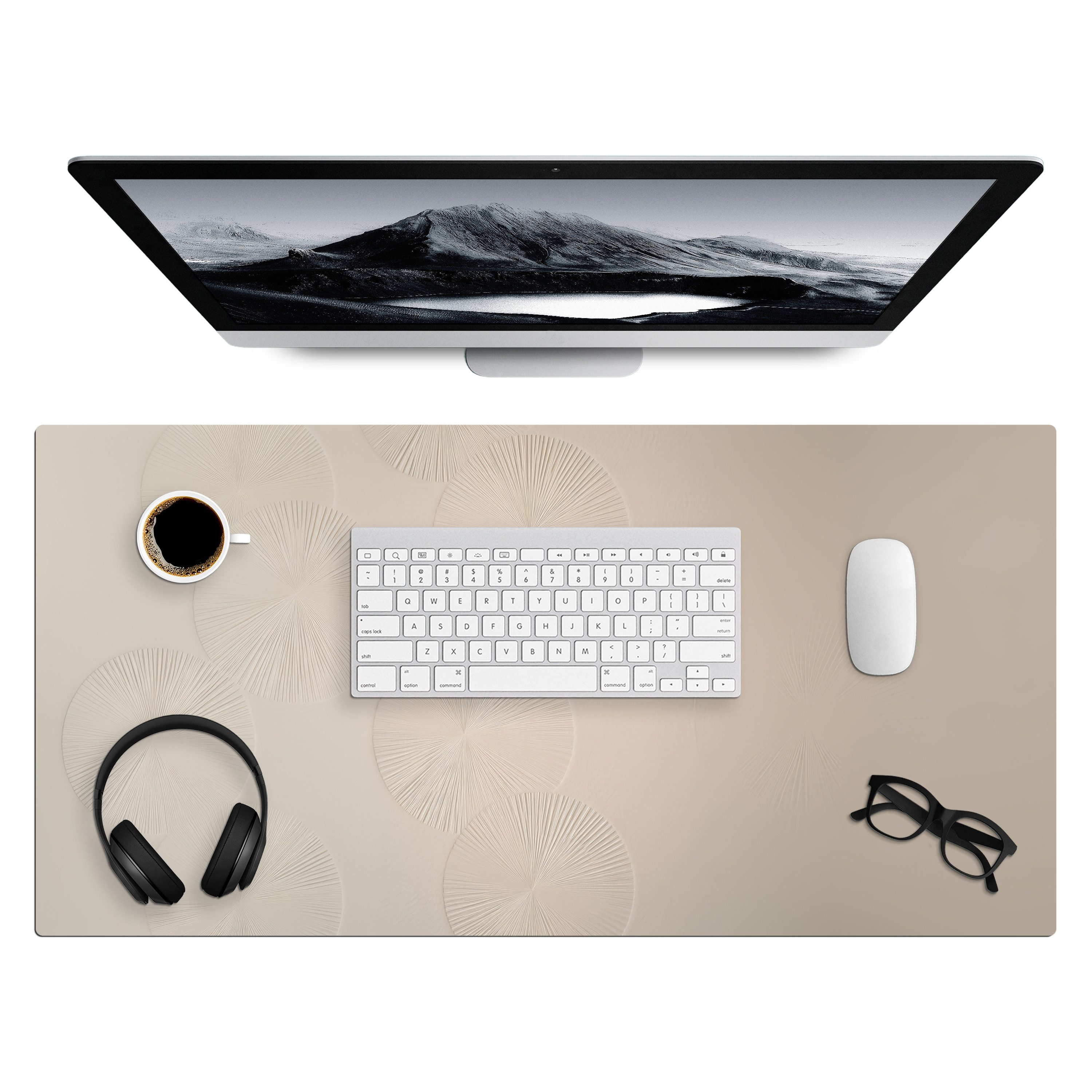 MuchoWow Gaming Mauspad Japandi - Beige - Modern (1-St), Gaming Mauspad XXL, Schreibtischunterlage, Desk Mat Groß, 80x40 cm