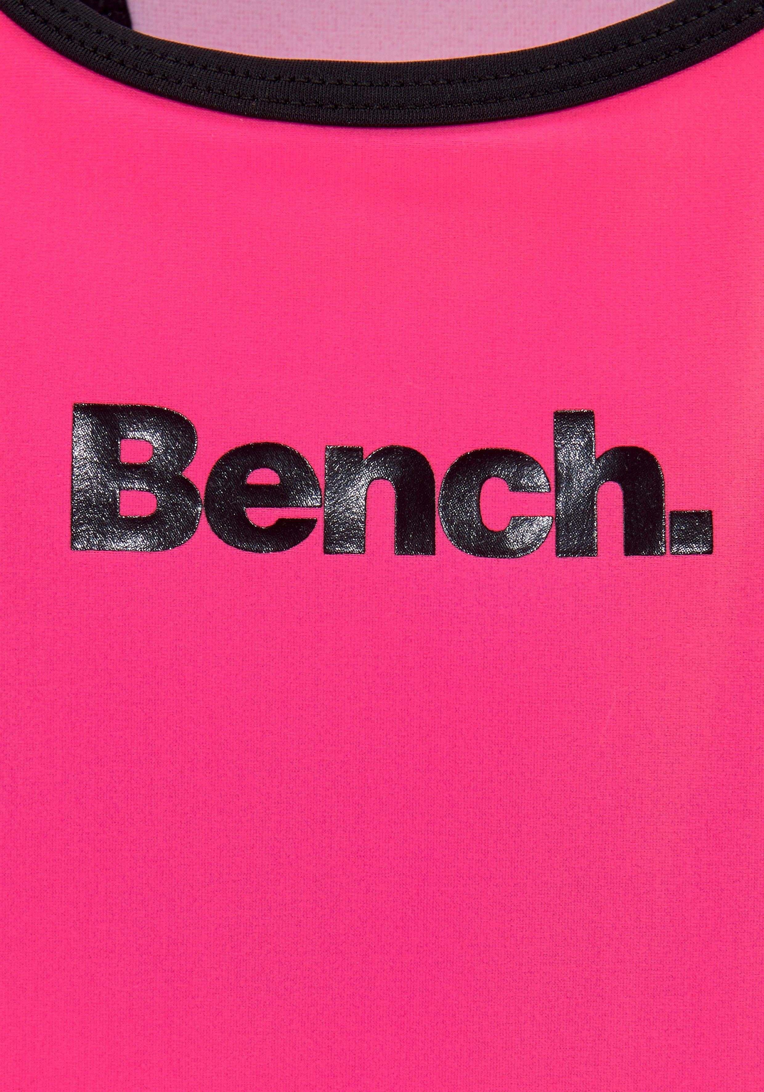 Bench. Badeanzug pink-schwarz Logoprint mit