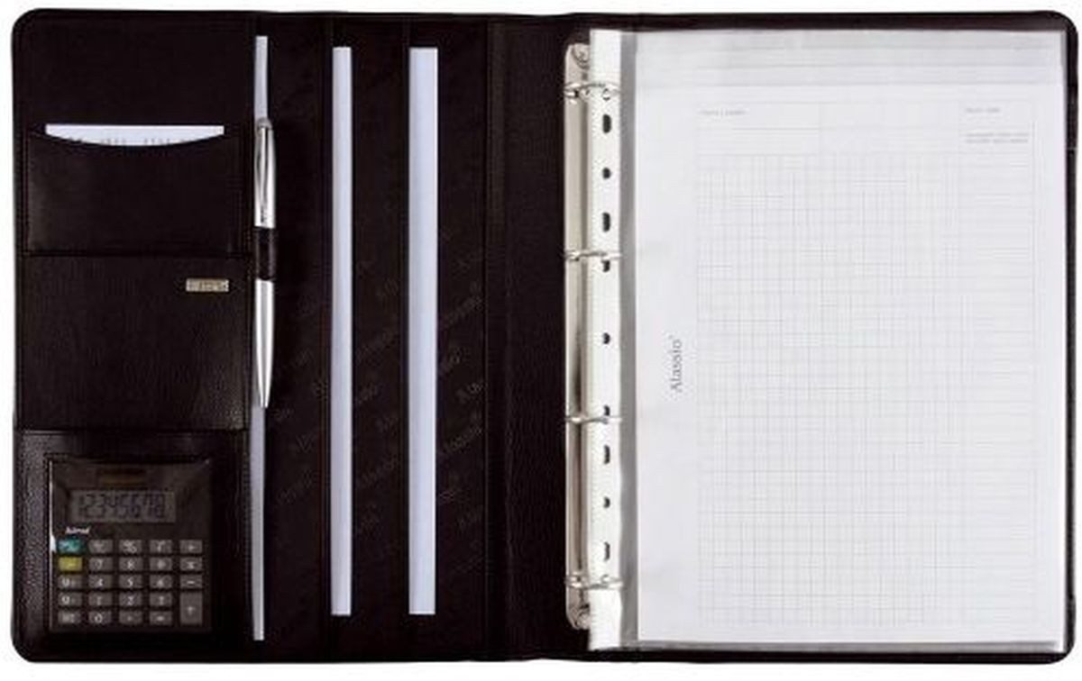 Schreibmappe Ringbuchmappe Cremona III A4 Leder schwarz