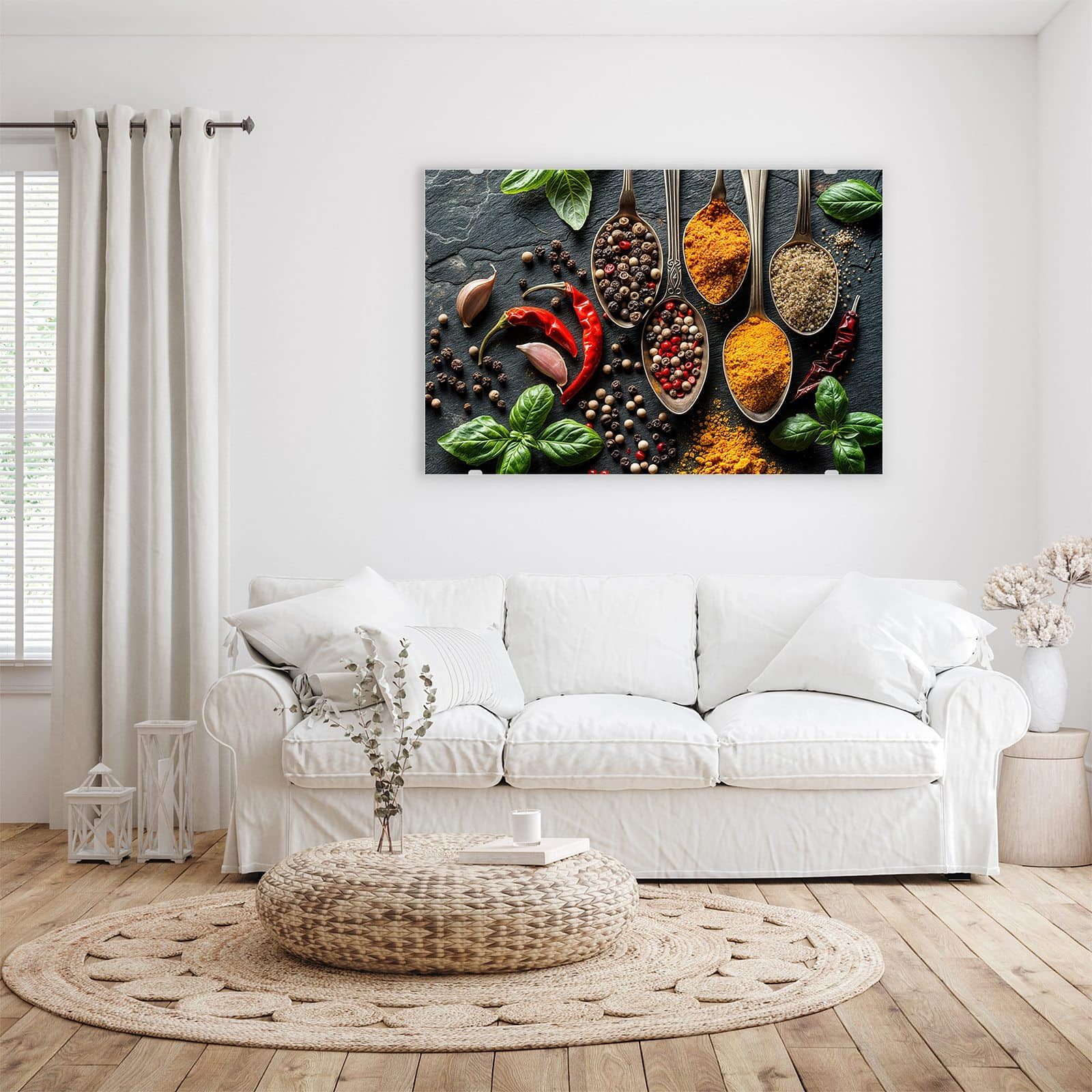 Primedeco Glasbild Wandbild Küchengewürze mit Aufhängung, Gewürze & Früchte günstig online kaufen