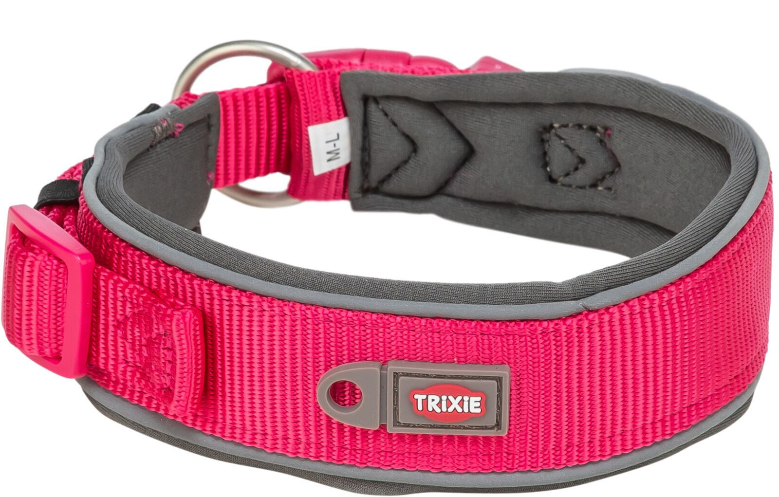TRIXIE Hunde-Halsband Premium Halsband, extra breit - fuchsia/grafit - 27–35 cm/25 mm, Gurtband