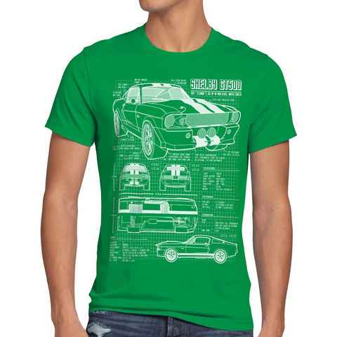 style3 Print-Shirt Herren T-Shirt GT500 Eleanor mustang muscle car bullit shelby pony ford mc queen