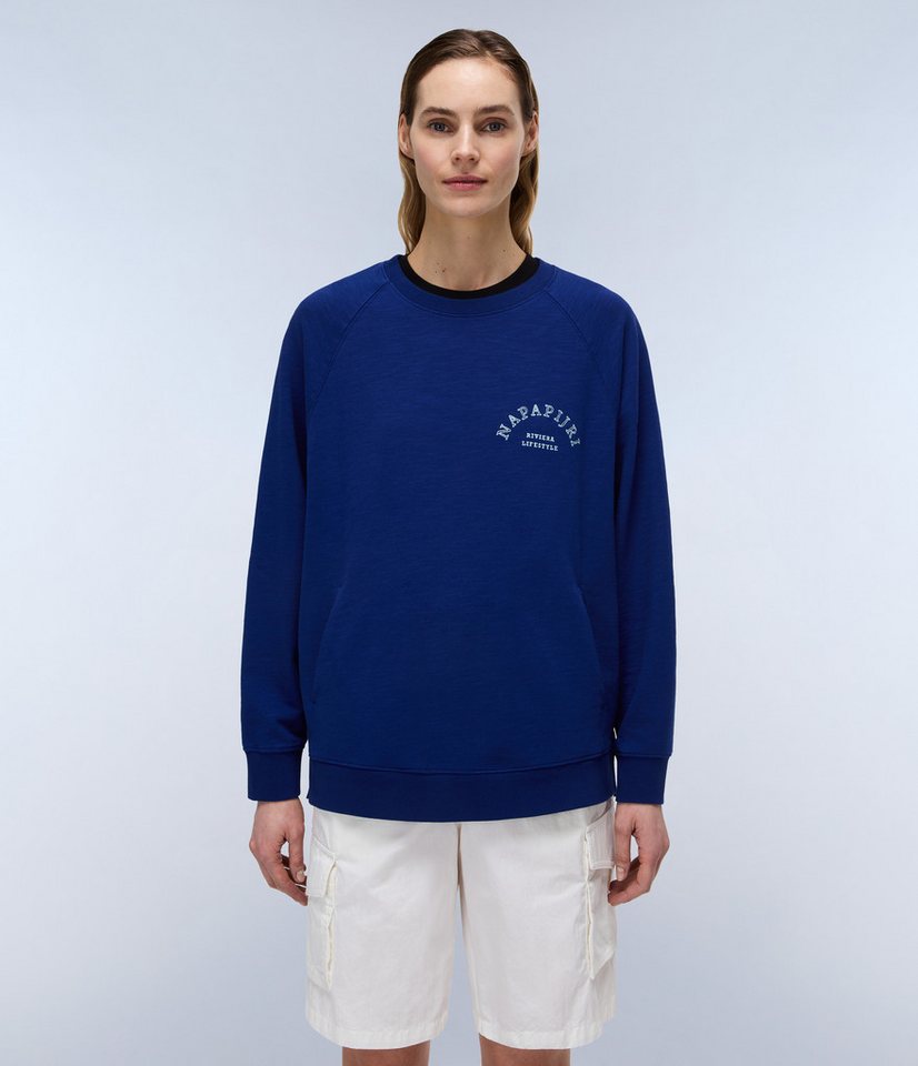 Napapijri Sweatshirt B-FETE C W BELLWETHER BLUE mit markantem Logo-Print, Langarm-Design
