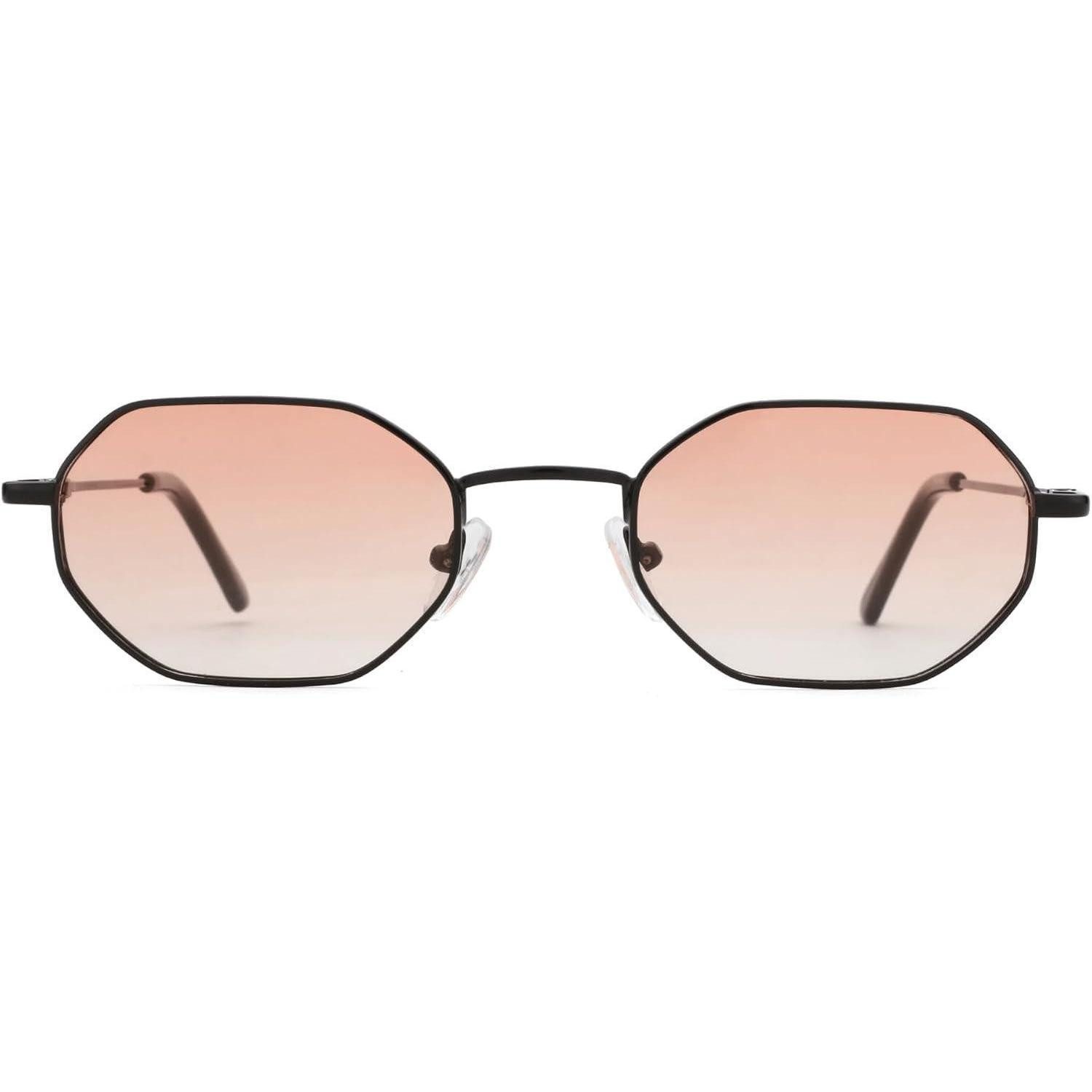 LuxusKollektion Retrosonnenbrille Sonnenbrille polarisiert achteckig Schwarz Rahmen Hellbraun Linse (1-St)