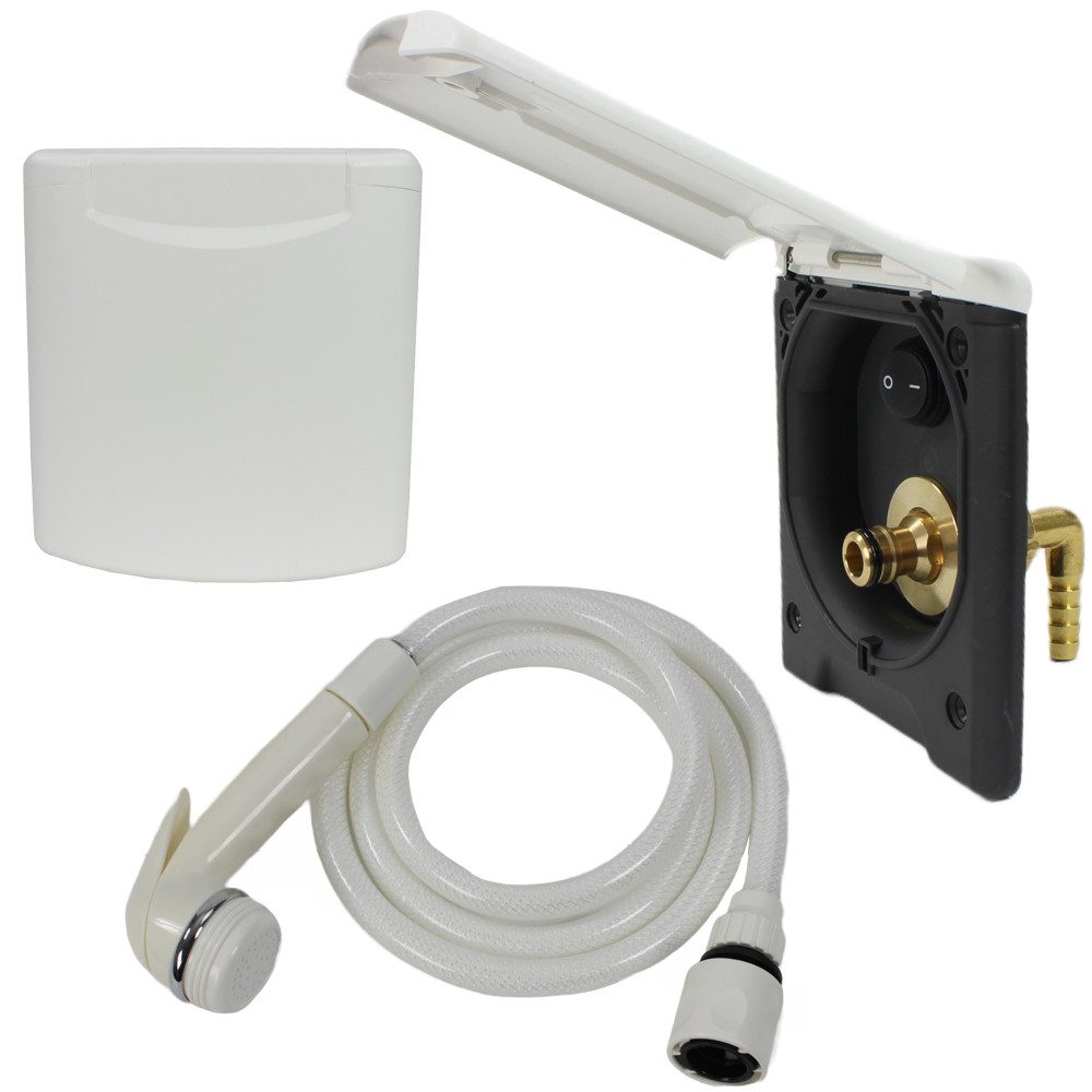 ABL Duschsystem ABL Außensteckdose Dusche + Schalter Brausegarnitur Gardena Anschluss