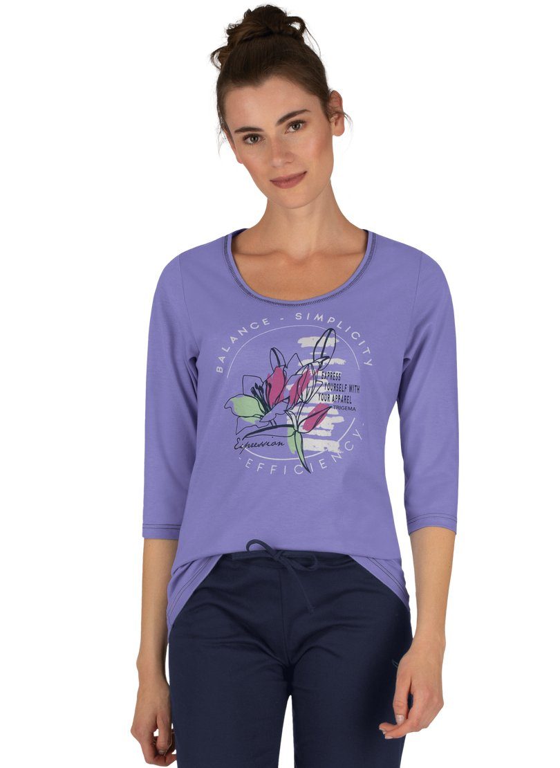 Trigema Schlafanzug TRIGEMA Langarm Schlafshirt mit floralem Print