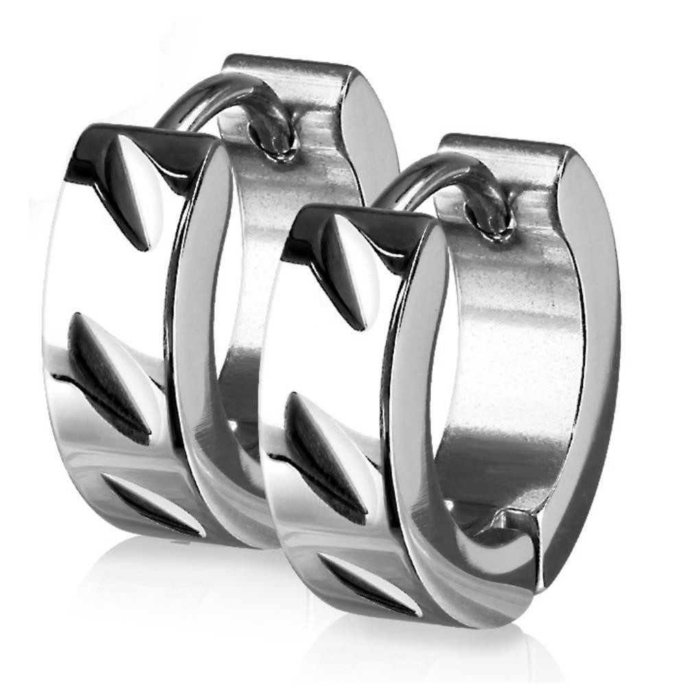 Creolen-Set Creolen Diagonalschliff silber aus Edelstahl für Damen