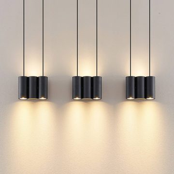 Lucande Hängeleuchte Cesur, dimmbar, Leuchtmittel nicht inklusive, Modern, Stahl, sandSchwarz, 9 flammig, GU10, Deckenlampe