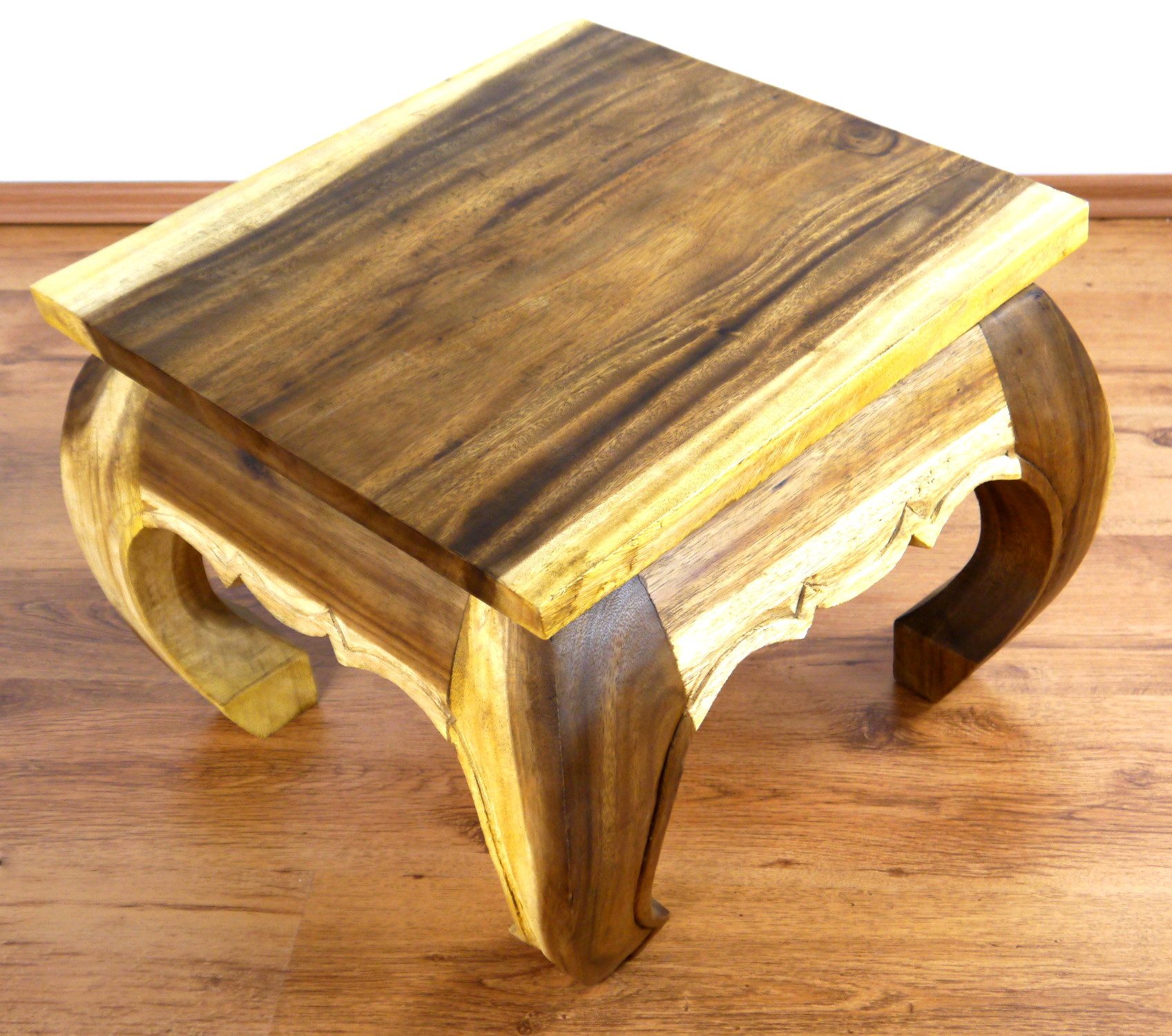 livasia Opiumtisch Couchtisch mit Stauraum, klappbar, Akazienholz, Handarbeit 50x50x42cm, handgefertigt