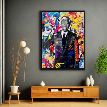 DOTCOMCANVAS® Leinwandbild FREE NELSON, Leinwandbild FREE Nelson Mandela Pop Art Portrait hochkant Wandbild