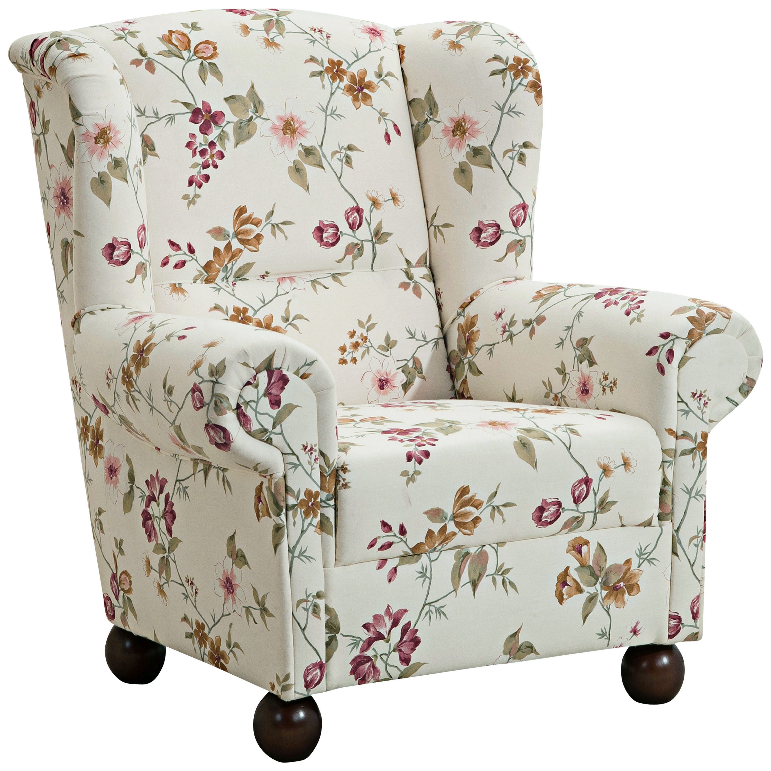 Max Winzer® Ohrensessel Monarch (mit Hocker), im Landhausstil geblümt