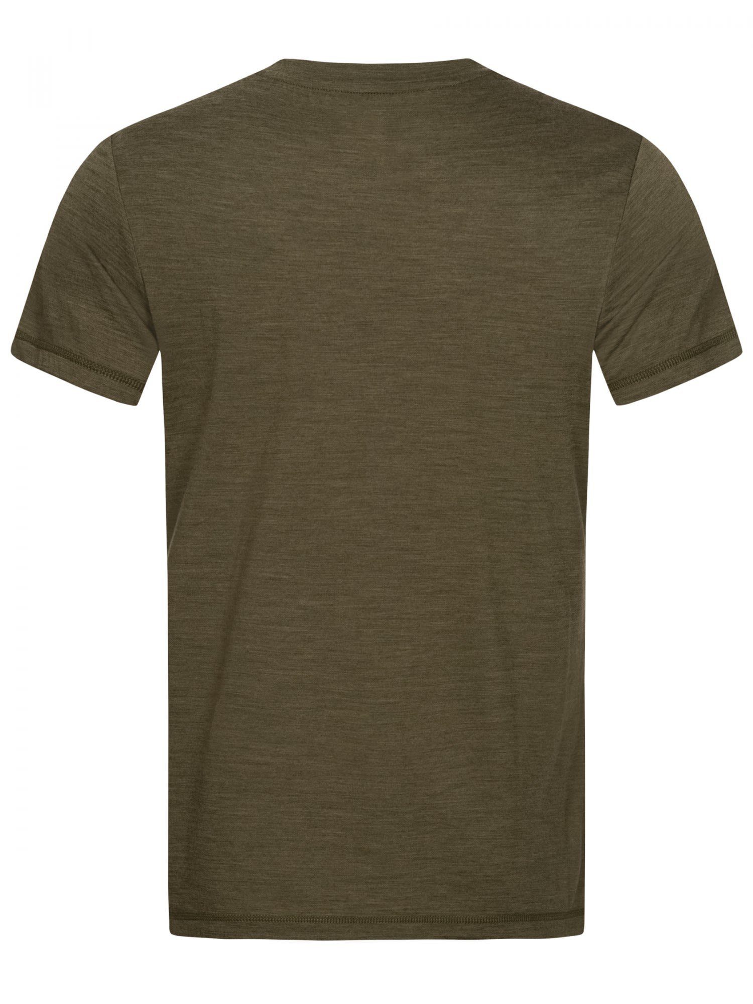 SUPER.NATURAL T-Shirt Grey Tee - Melange Herren Kurzarm-Shirt Black Green M Super.natural Logo Grey
