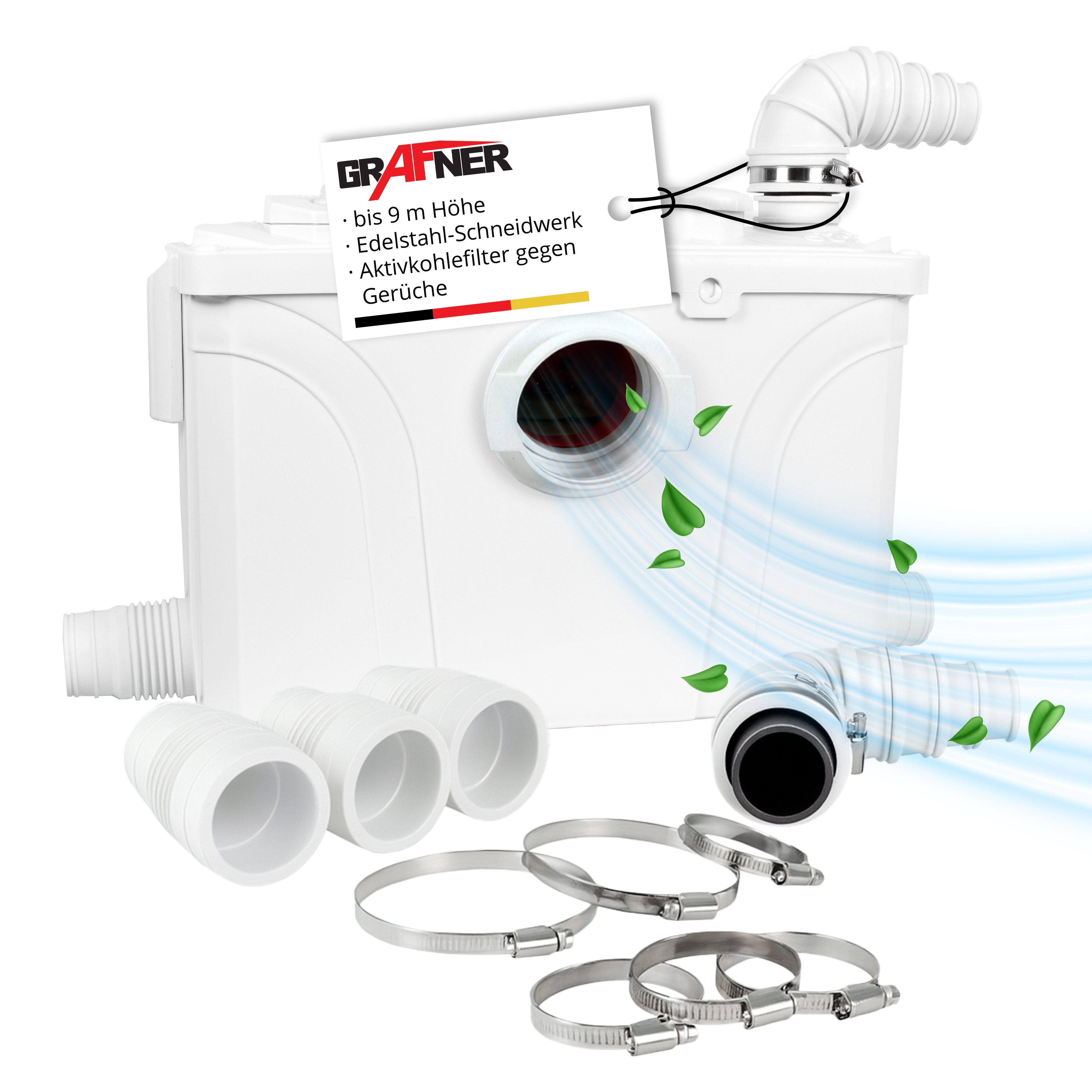 Grafner Hebeanlage WC Hebeanlage mit Schneidwerk 700W 140L/min, 140l/h Fördermenge