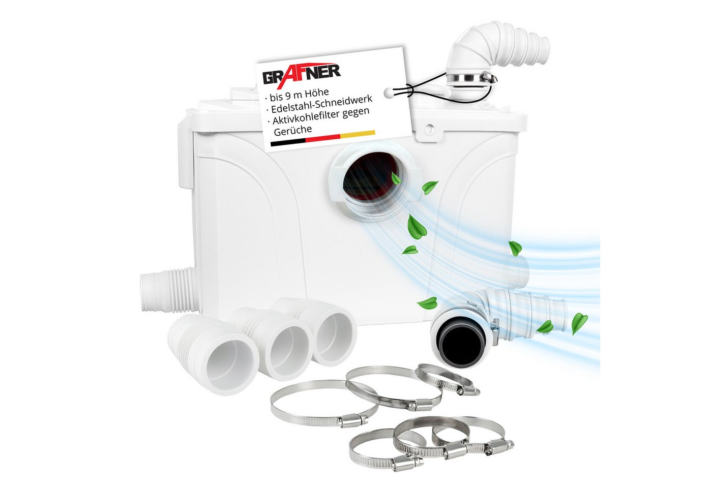 Grafner Hebeanlage WC Hebeanlage mit Schneidwerk 700W 140L/min, 140l/h Fördermenge