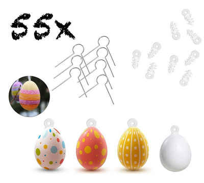 Hey!Easter® Dekohänger 5x 55er Ostern Aufhänger für Ostereier Ostern Dekoration (Packung, 275 St., 5x 55 Aufhänger), 2 Designs: aus Plastik und aus Metall