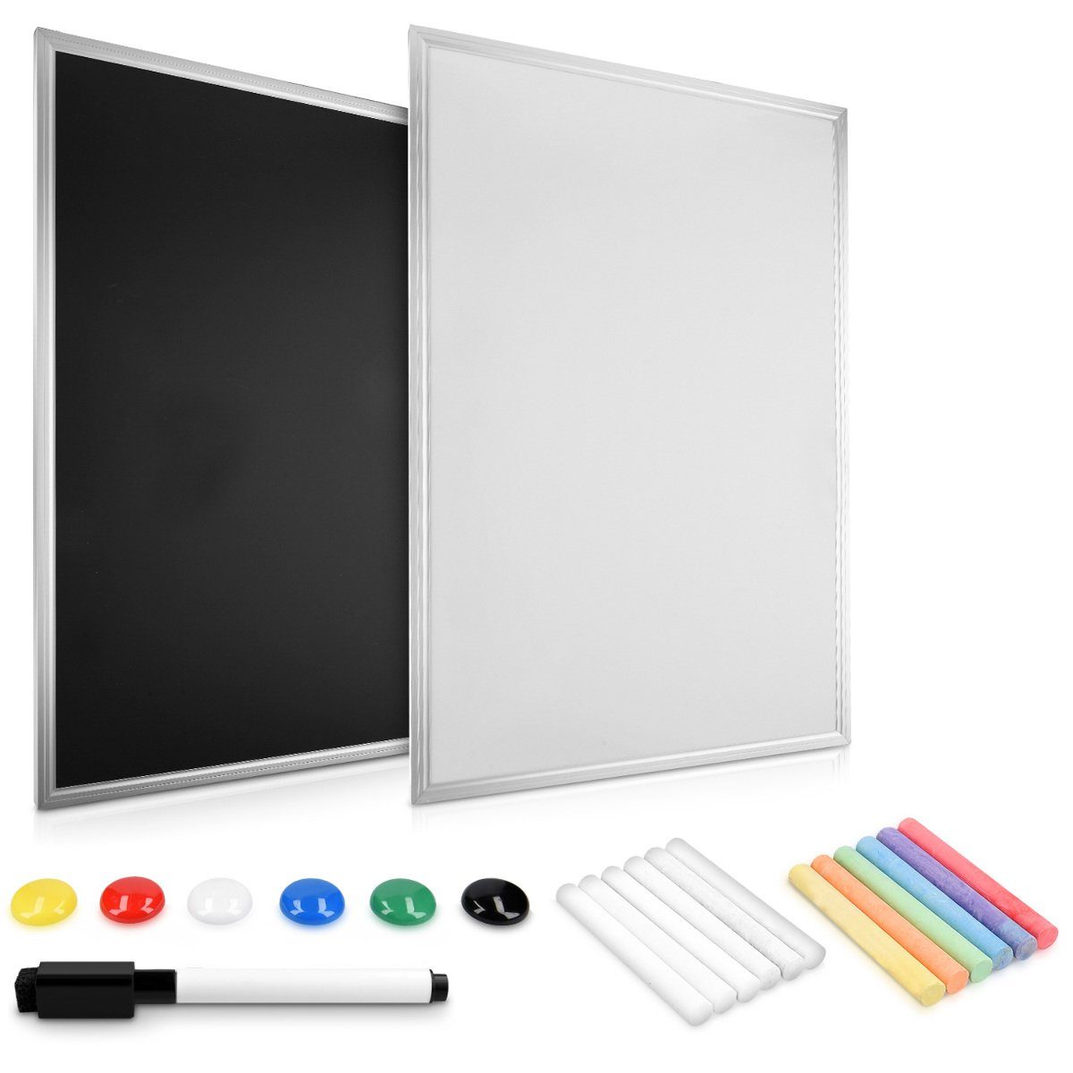 Navaris Magnettafel 2in1 Magnet-Tafel Whiteboard/Kreidetafel - 60x40 cm, magnetisch, (1-tlg)