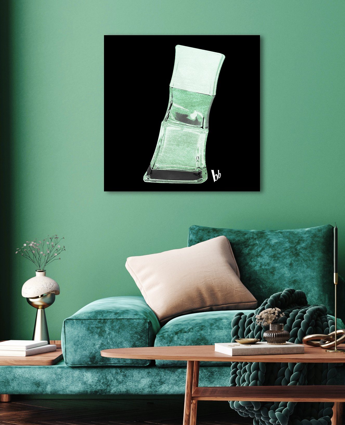 Bruno Banani Acrylglasbild Flakon Parfum Bruno Banani - Acrylbilder mit Blattgold veredelt, (1 St), Goldveredelung, Handgearbeitet, Gerahmt, Edel