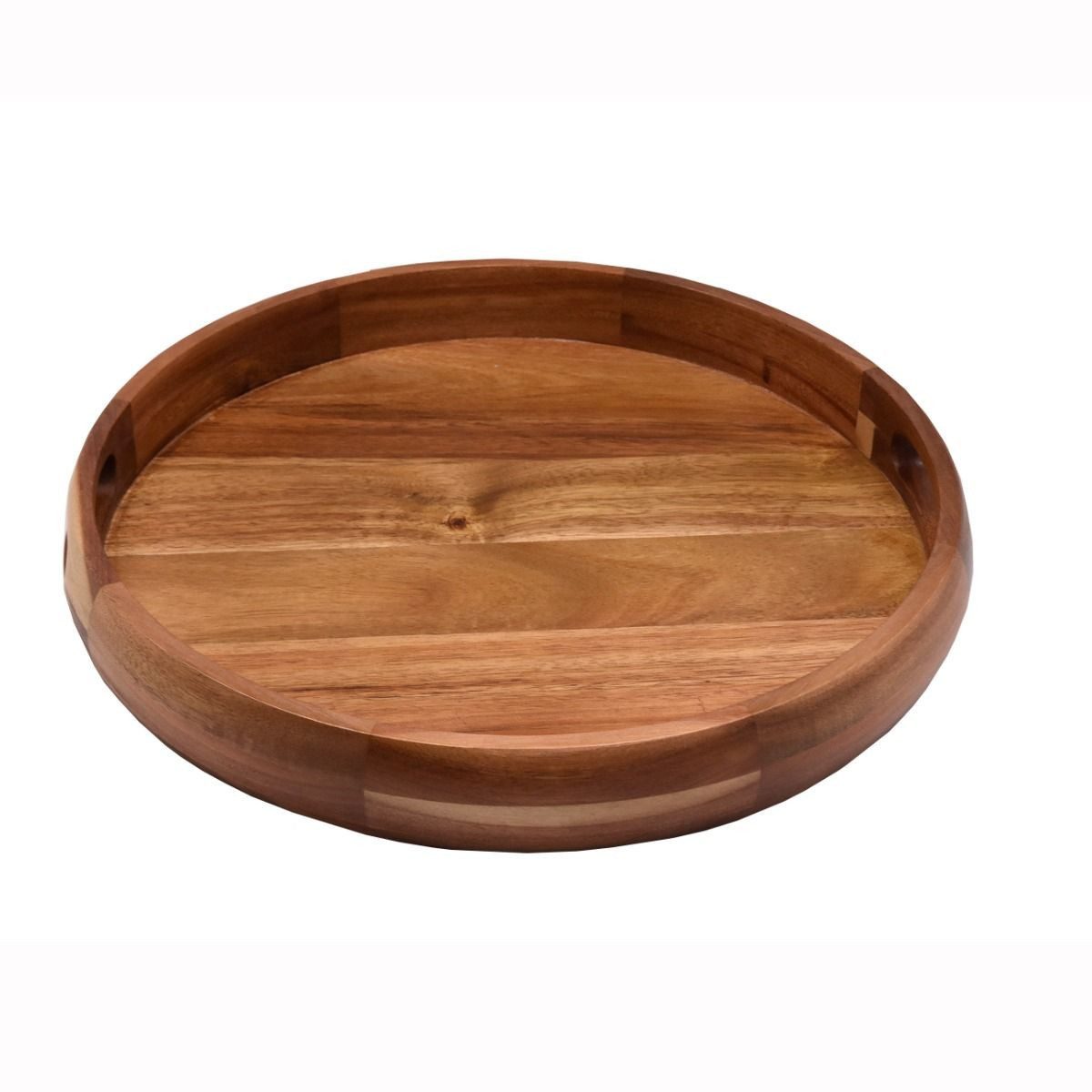 Bricard Tablett Serviertablett CIRCLE Rundes Massivholz-Tablett in Segment-Optik, (1-Stück), aus Akazienholz