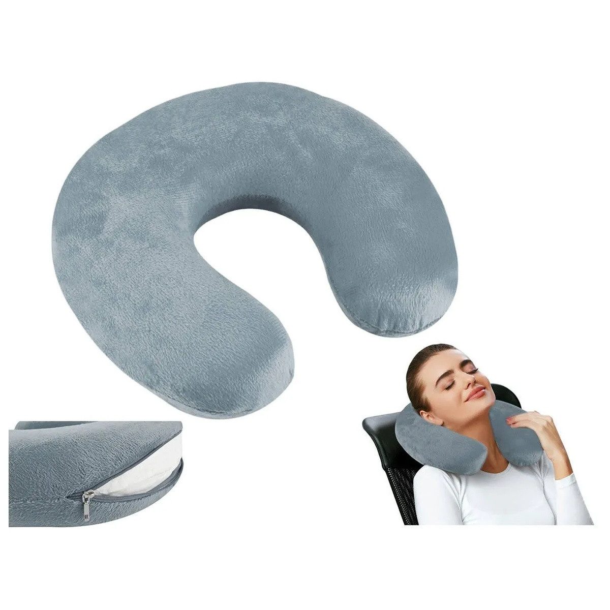 Wisam Dekokissen Trizand Reisekissen P7973 ergonomisch mit Plüschbezug Grau