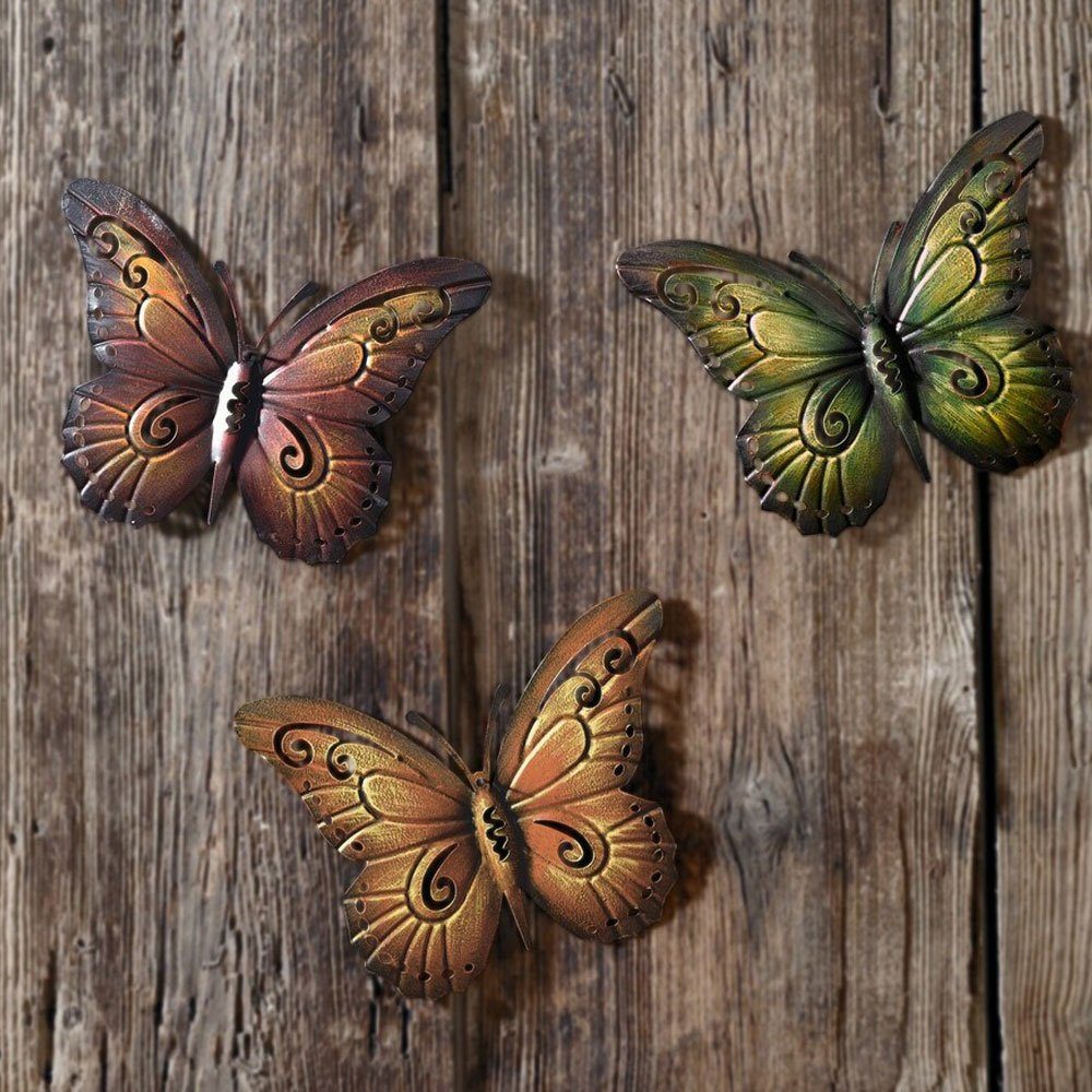 Home-trends24.de Wanddekoobjekt »Schmetterlinge Metall Wand Deko Garten  Terrasse Balkon Outdoor 3er Set« online kaufen | OTTO