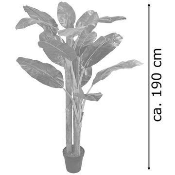 Kunstbaum Bananenbaum Bananenstaude Kunstpflanze Echtholz 190 cm Dekoration, Decovego