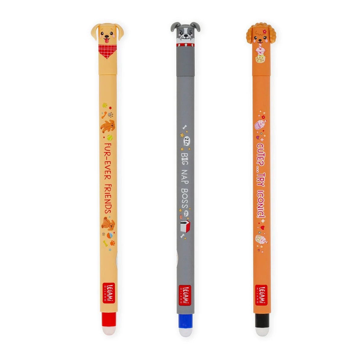 Legami Federmäppchen LEGAMI Erasable Pen Fur-ever Friends – 3er-Set, radierbar