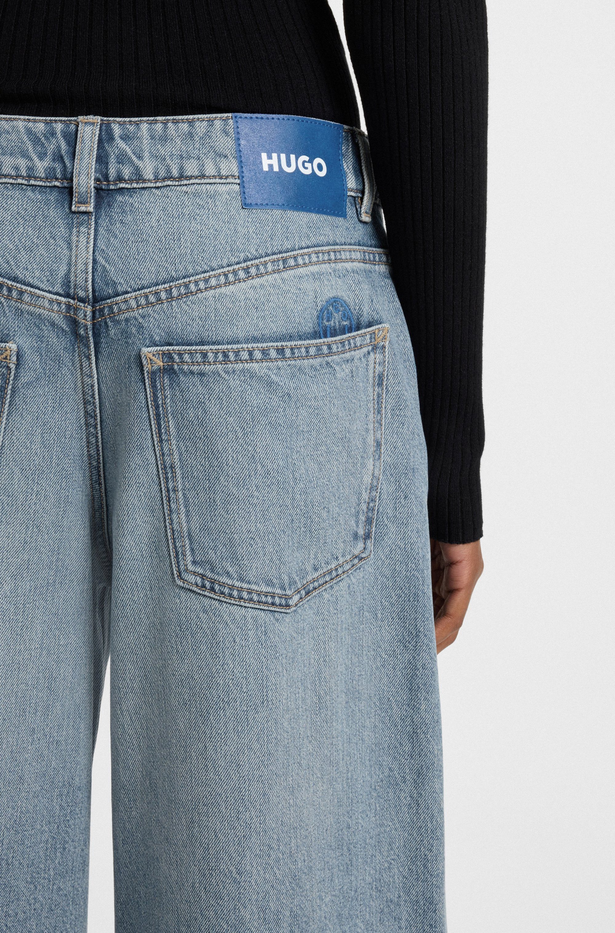HUGO Blue Weite Jeans Gobana Baggy Jeans mit Kordelzug zum Binden günstig online kaufen